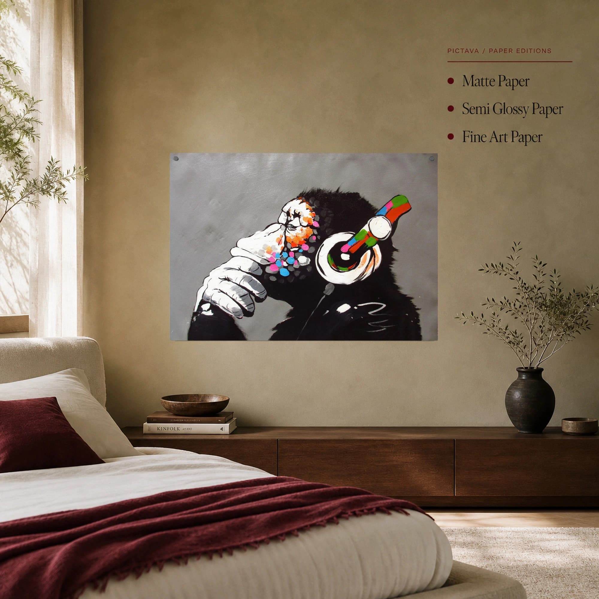DJ Ape Canvas Print with Colorful Headphones, view 7