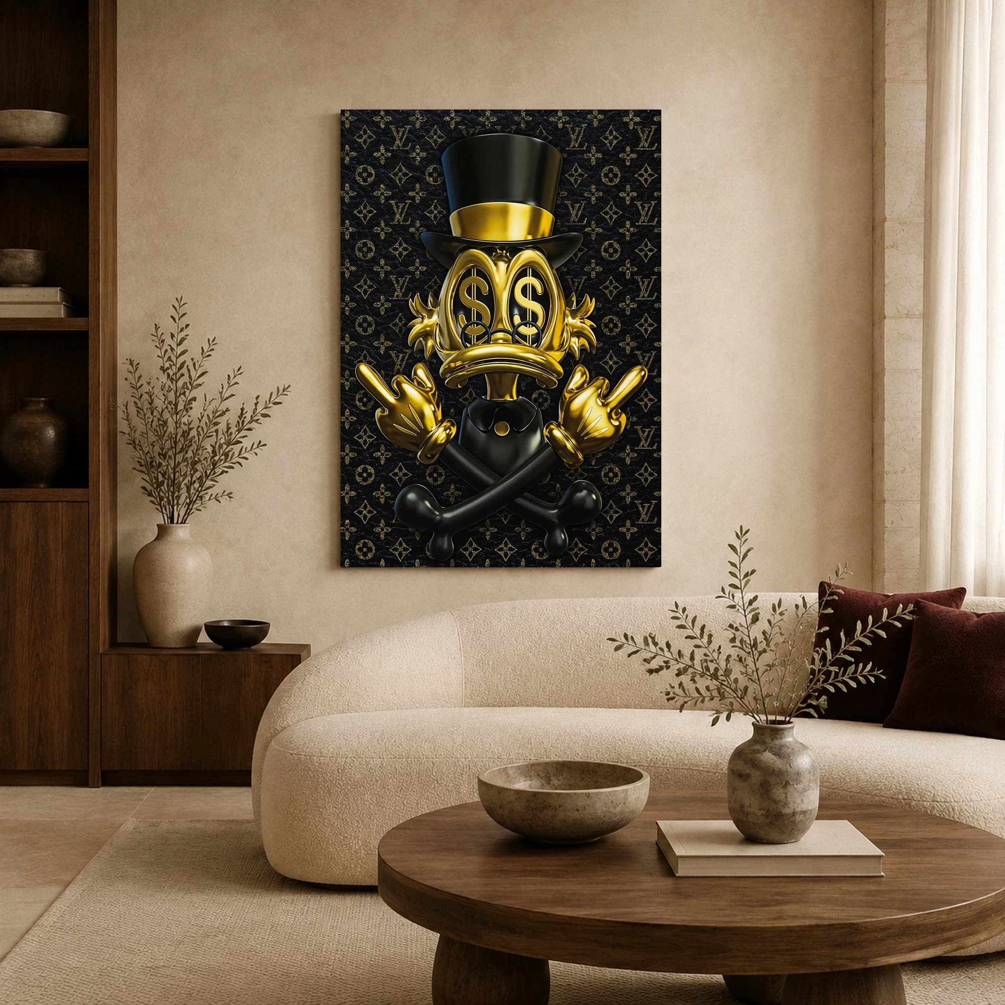 Golden Wealth Duck Pop Art Canvas Print, view 3