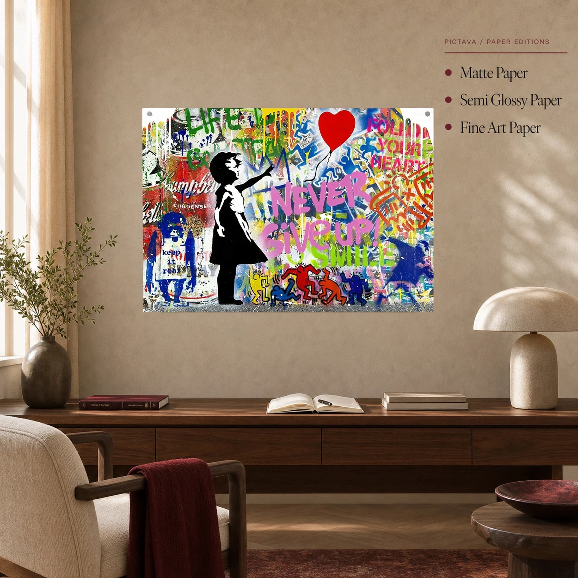 Never Give Up Street Art Canvas Print, view 5