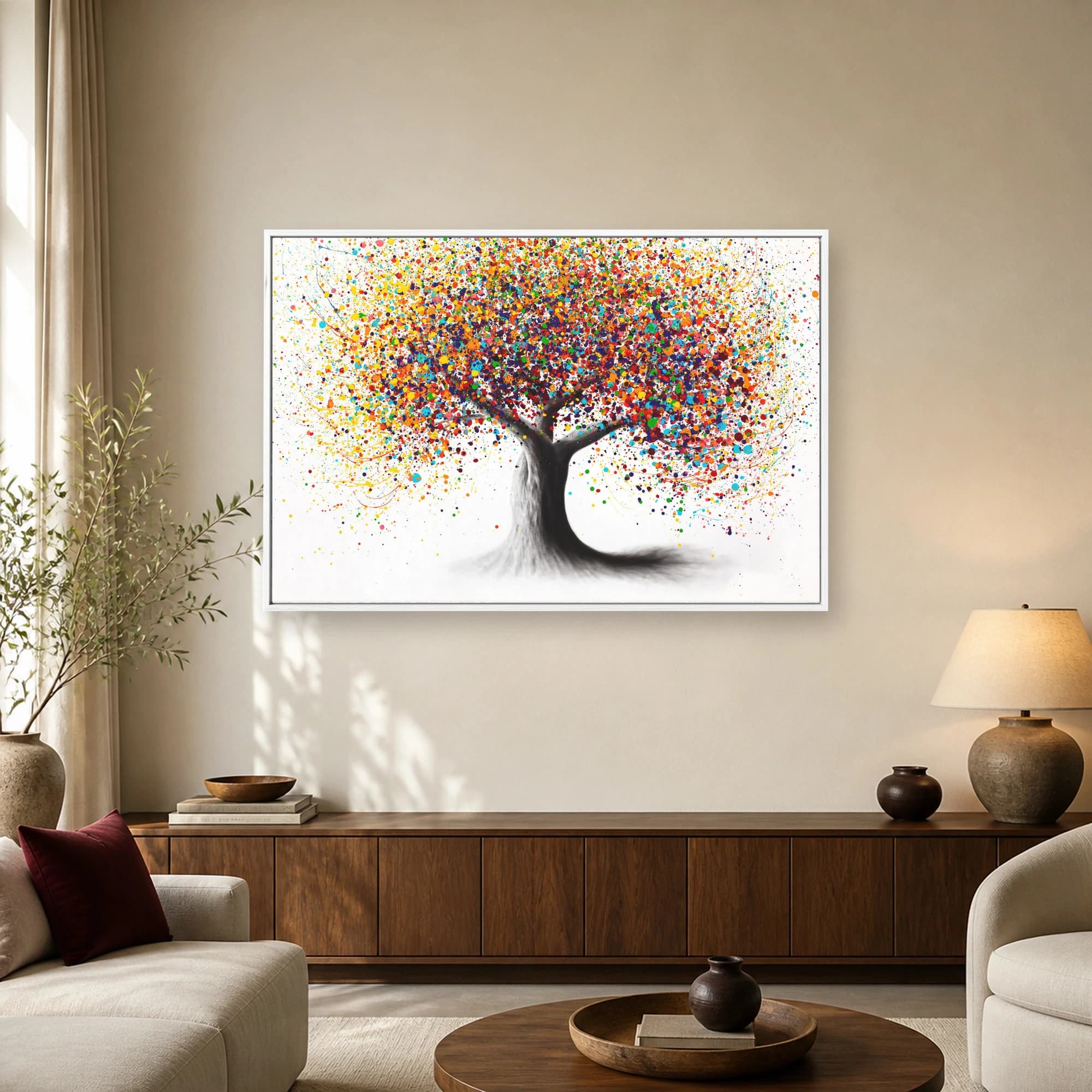 Vibrant Colorful Tree Splatter Art Print, view 7