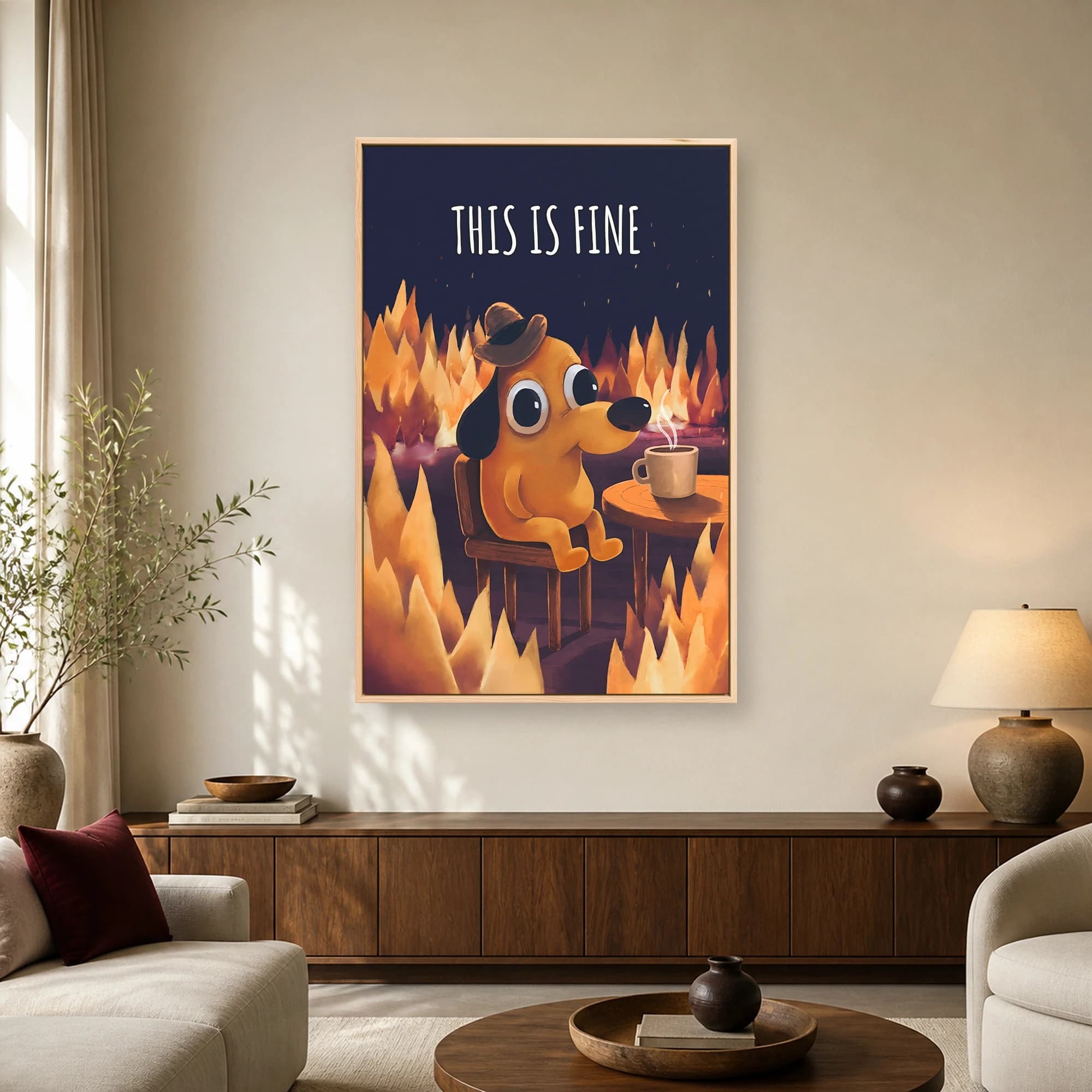 This Is Fine Dog Meme Wall Art, view 2