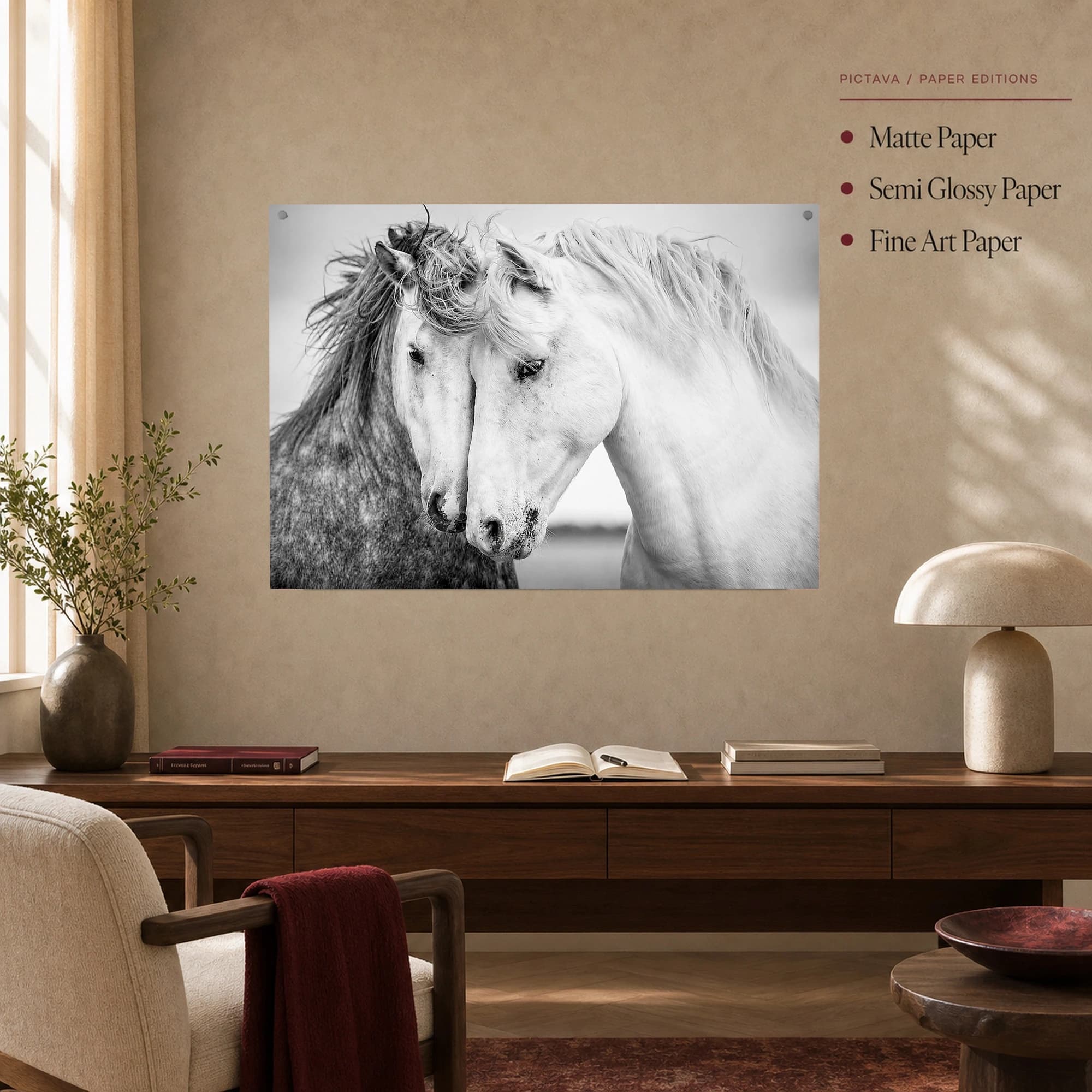 Equine Harmony Black and White Horse Fine Art Photography Print, view 6