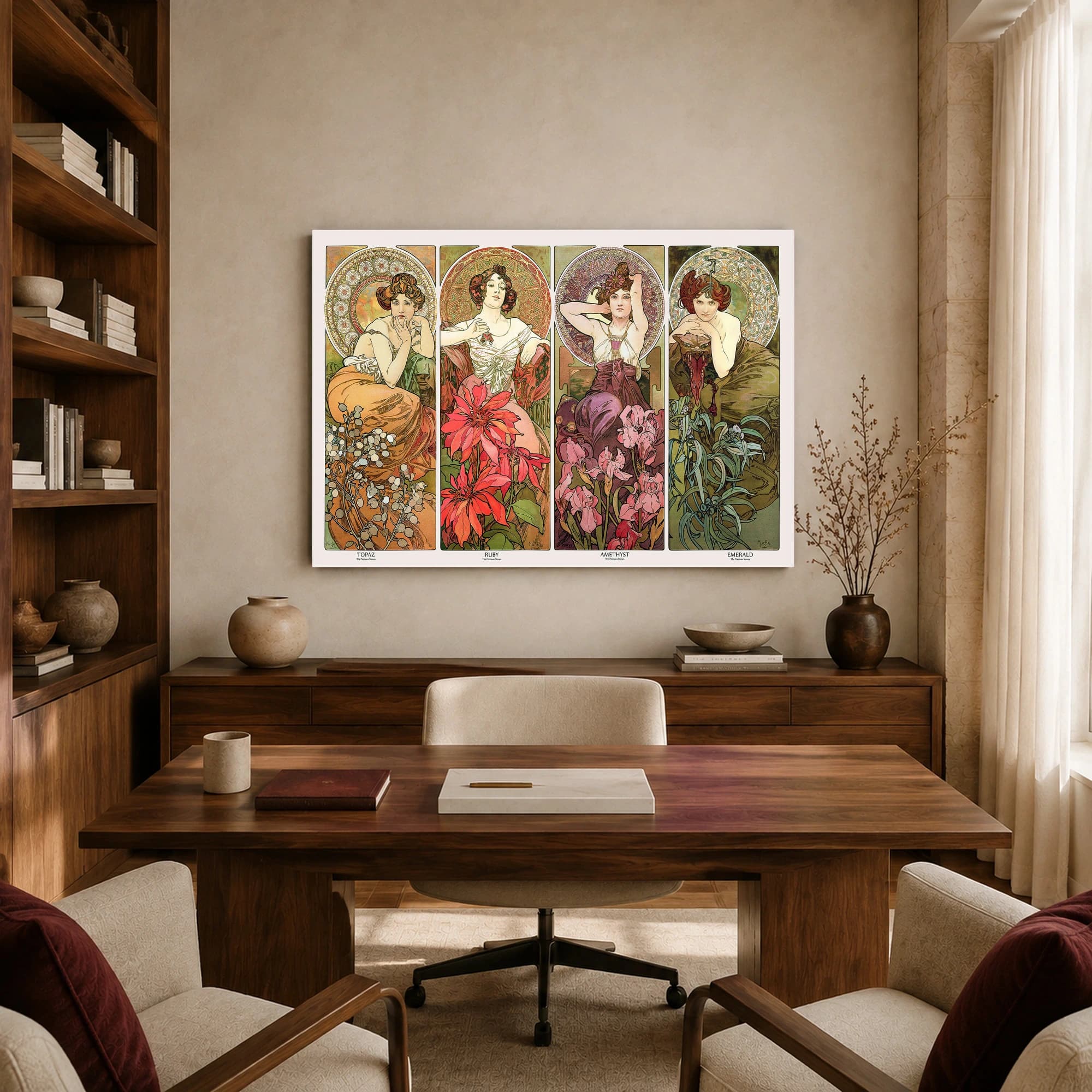 Alphonse Mucha The Precious Stones Four Panel Art Print, view 8