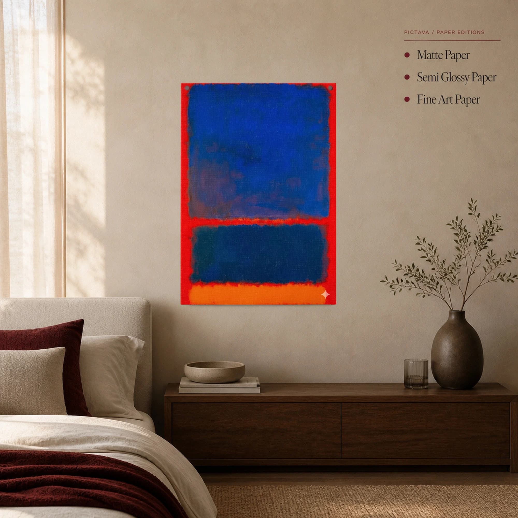 Abstract Blue and Red Color Field Canvas Print, view 3