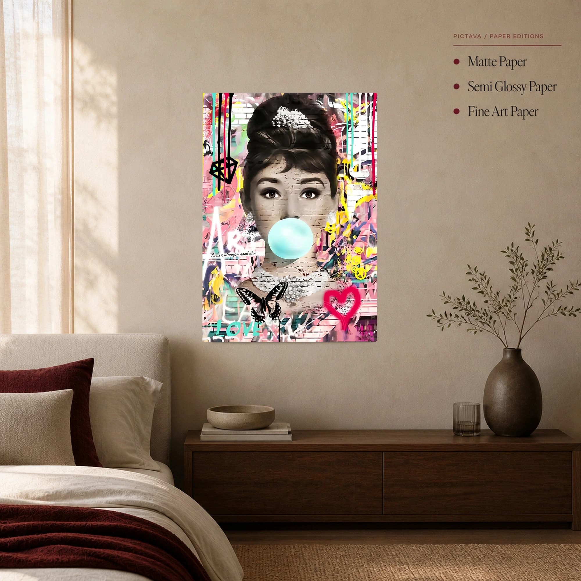 Audrey Bubblegum Pop Art Canvas Print, view 3