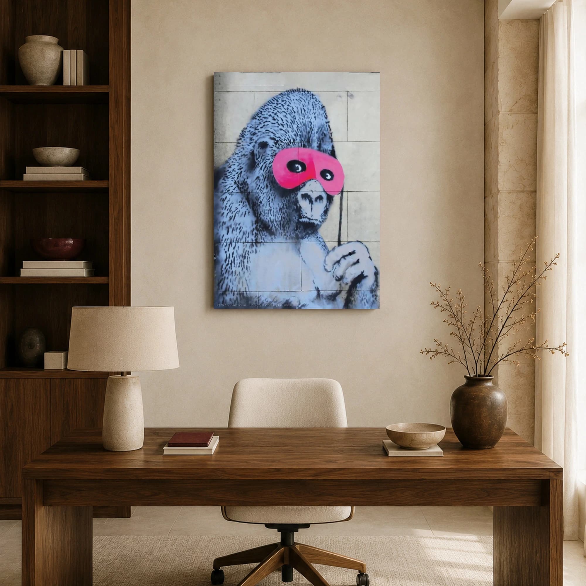 Gorilla with Pink Mask Street Art Canvas Print, view 8
