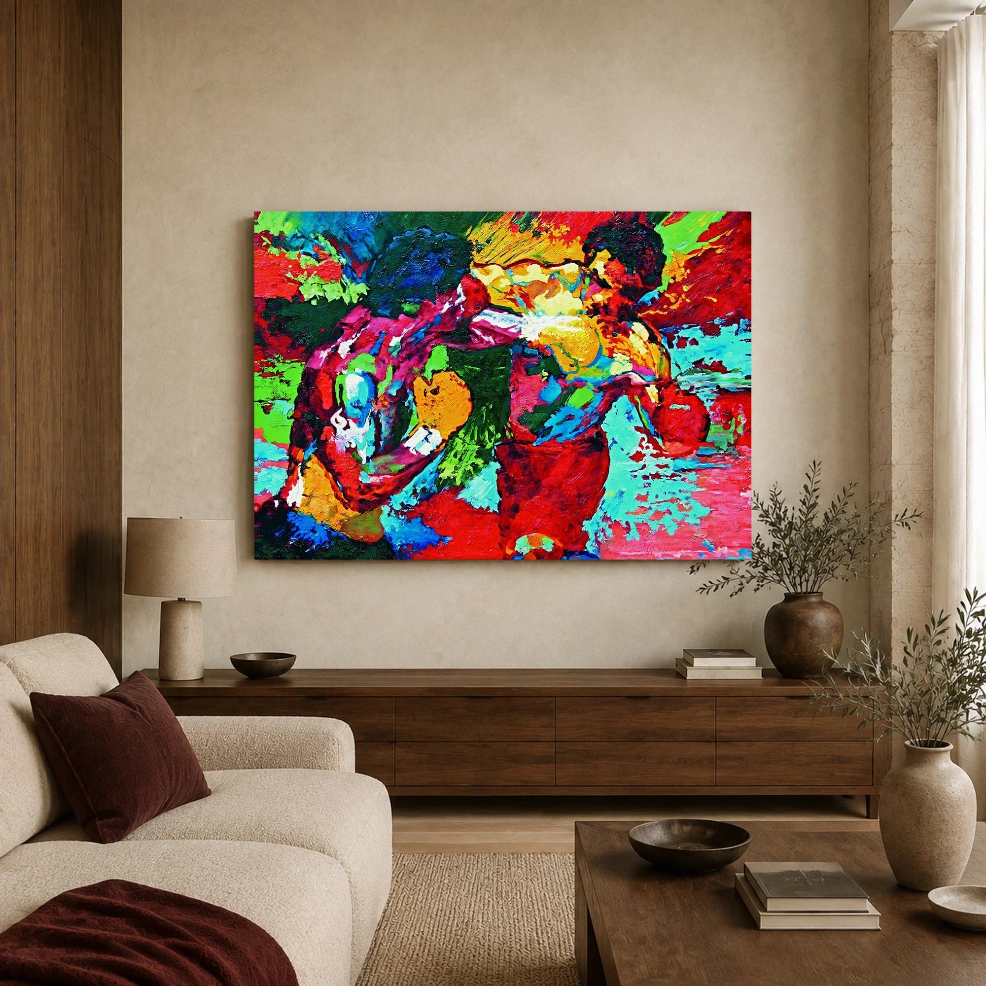 Abstract Boxing Match Impasto Canvas Print, view 3