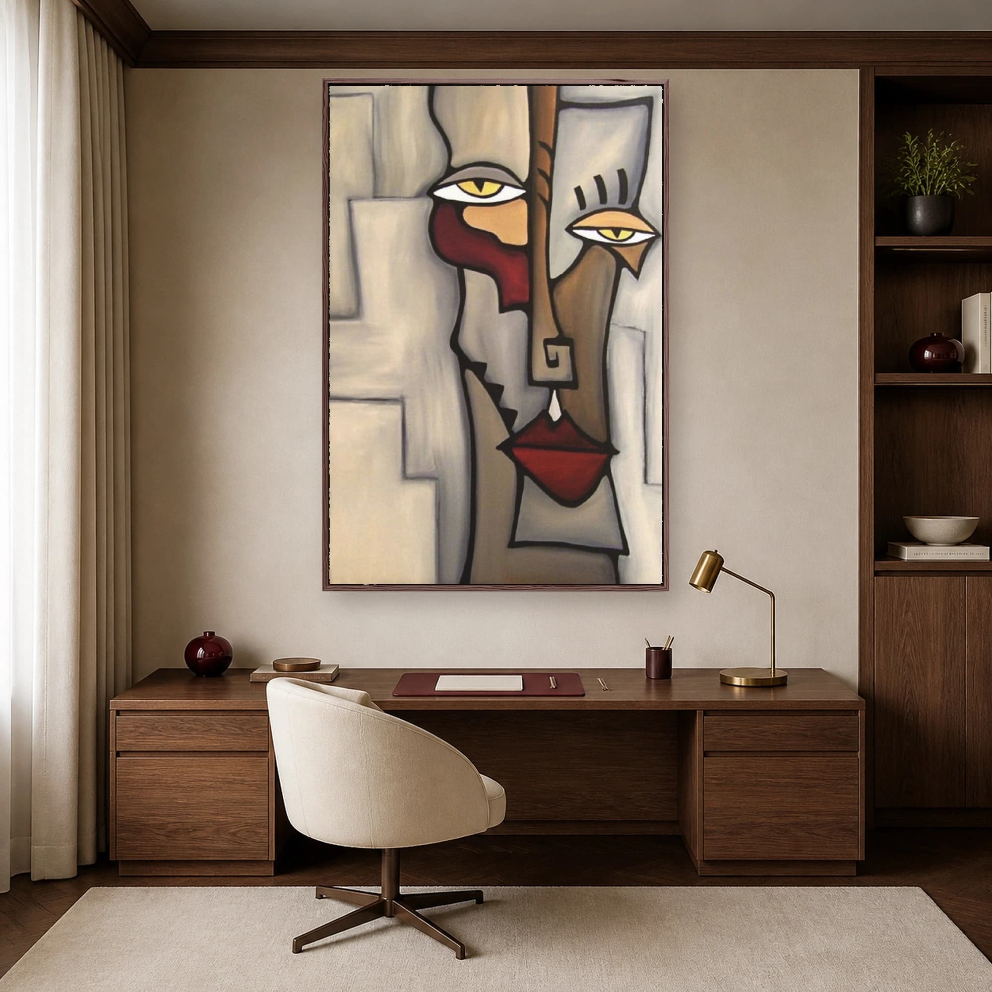 Abstract Cubist Face Canvas Art Print, view 4
