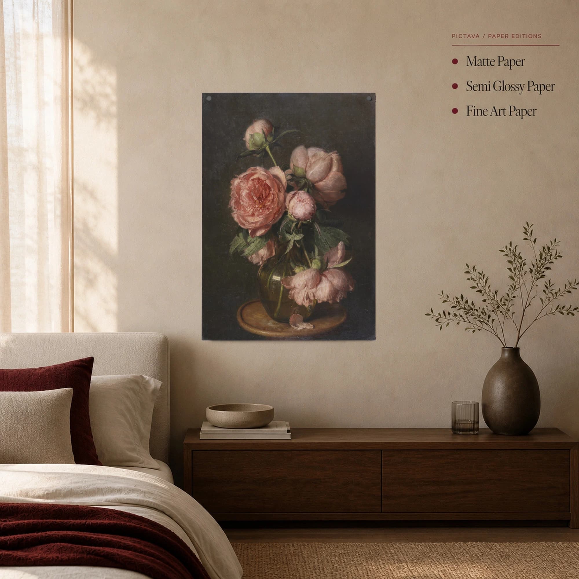 Vase of Peonies Classical Still Life Canvas Print, view 2
