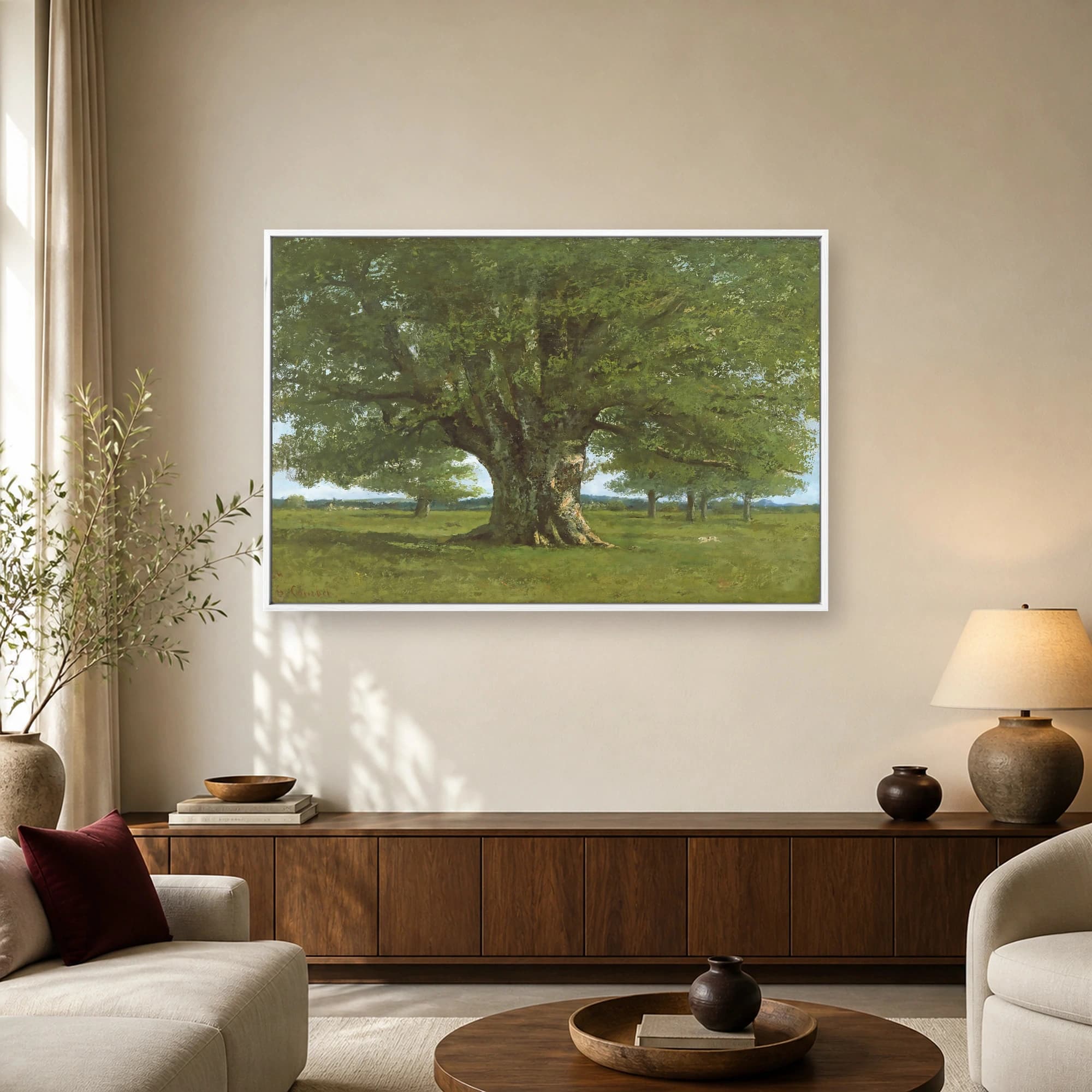 Courbet The Chene de Flagey Tree Canvas Print, view 2