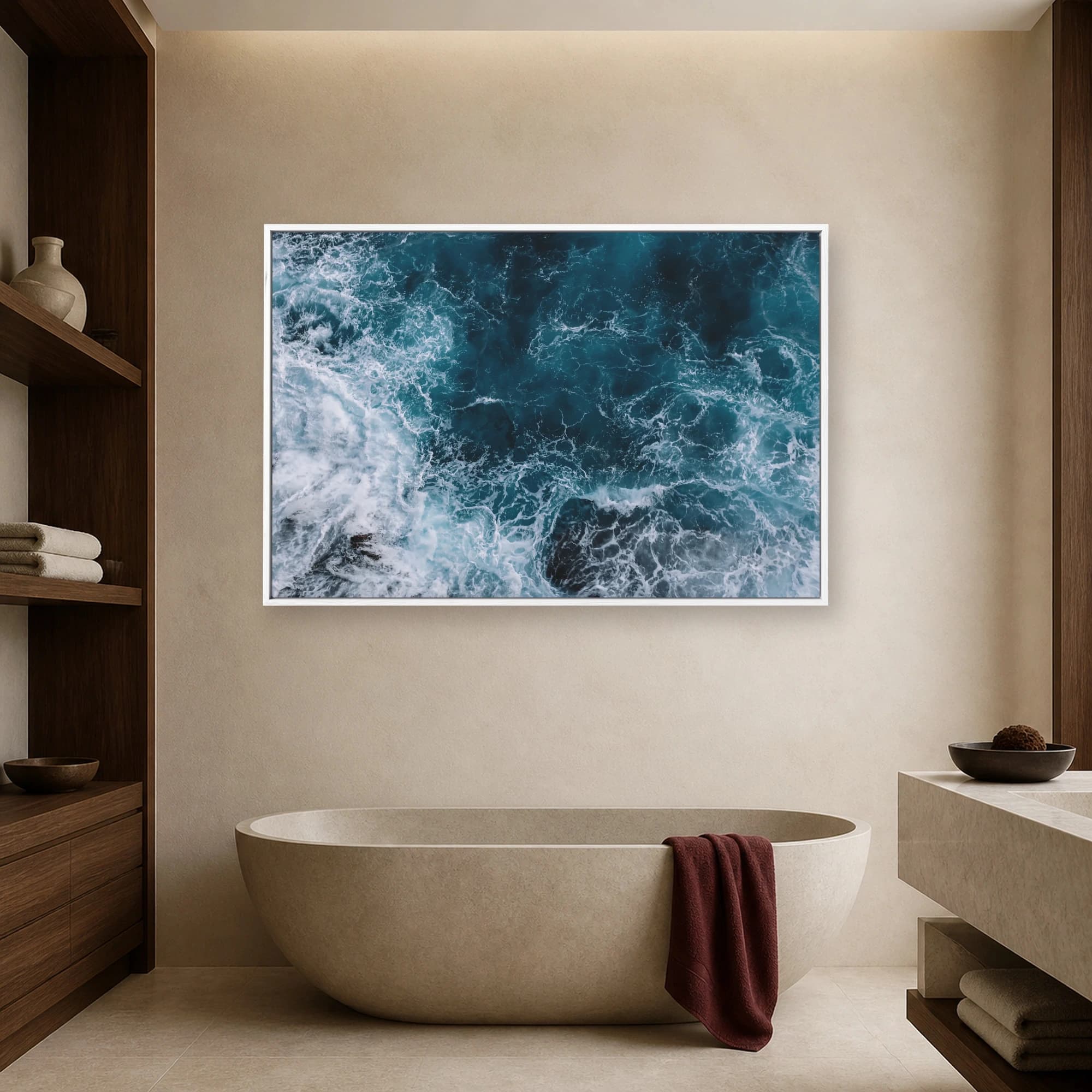 Azure Tides Aerial Ocean Waves Canvas Print, view 6