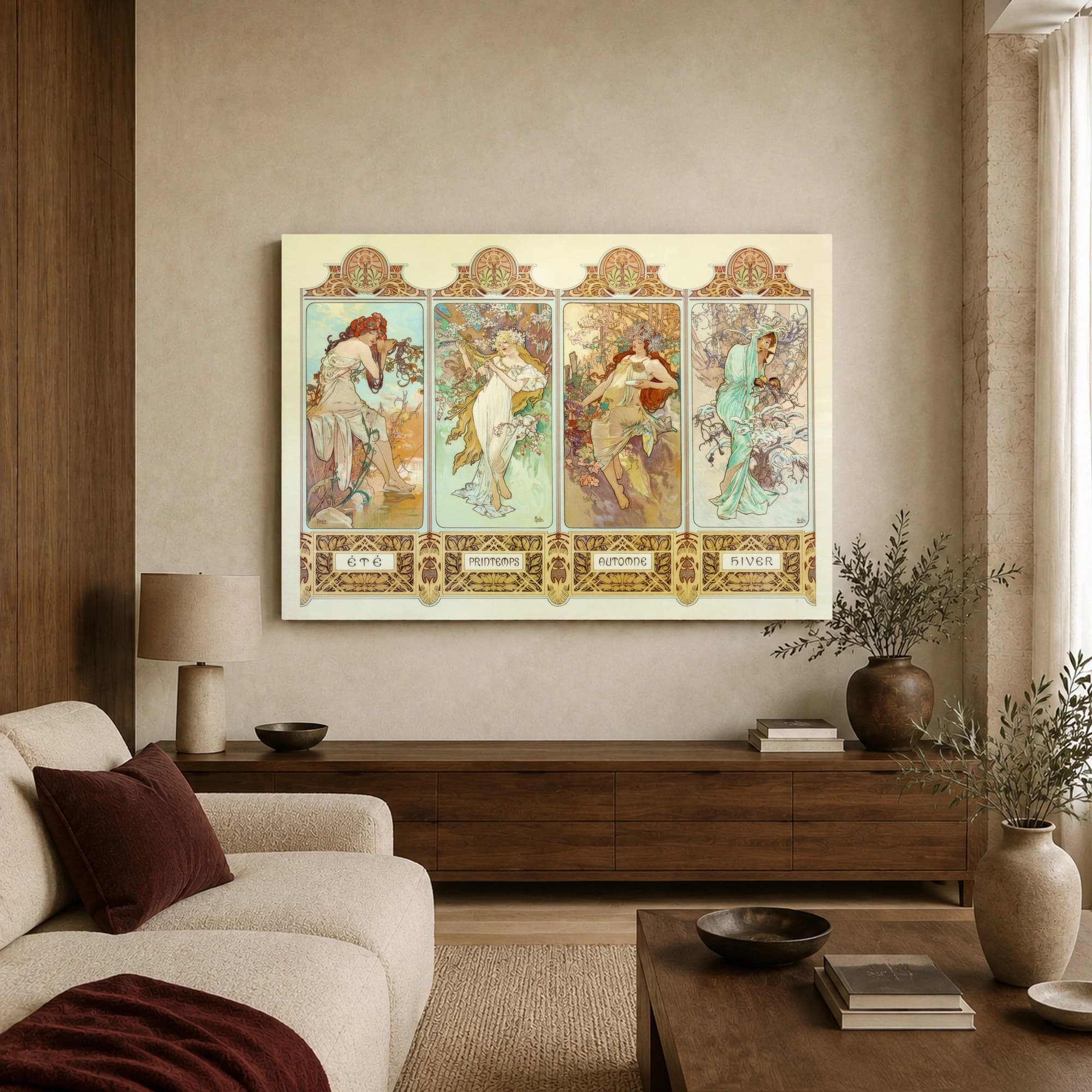 The Four Seasons Canvas Print by Alfons Mucha, view 2