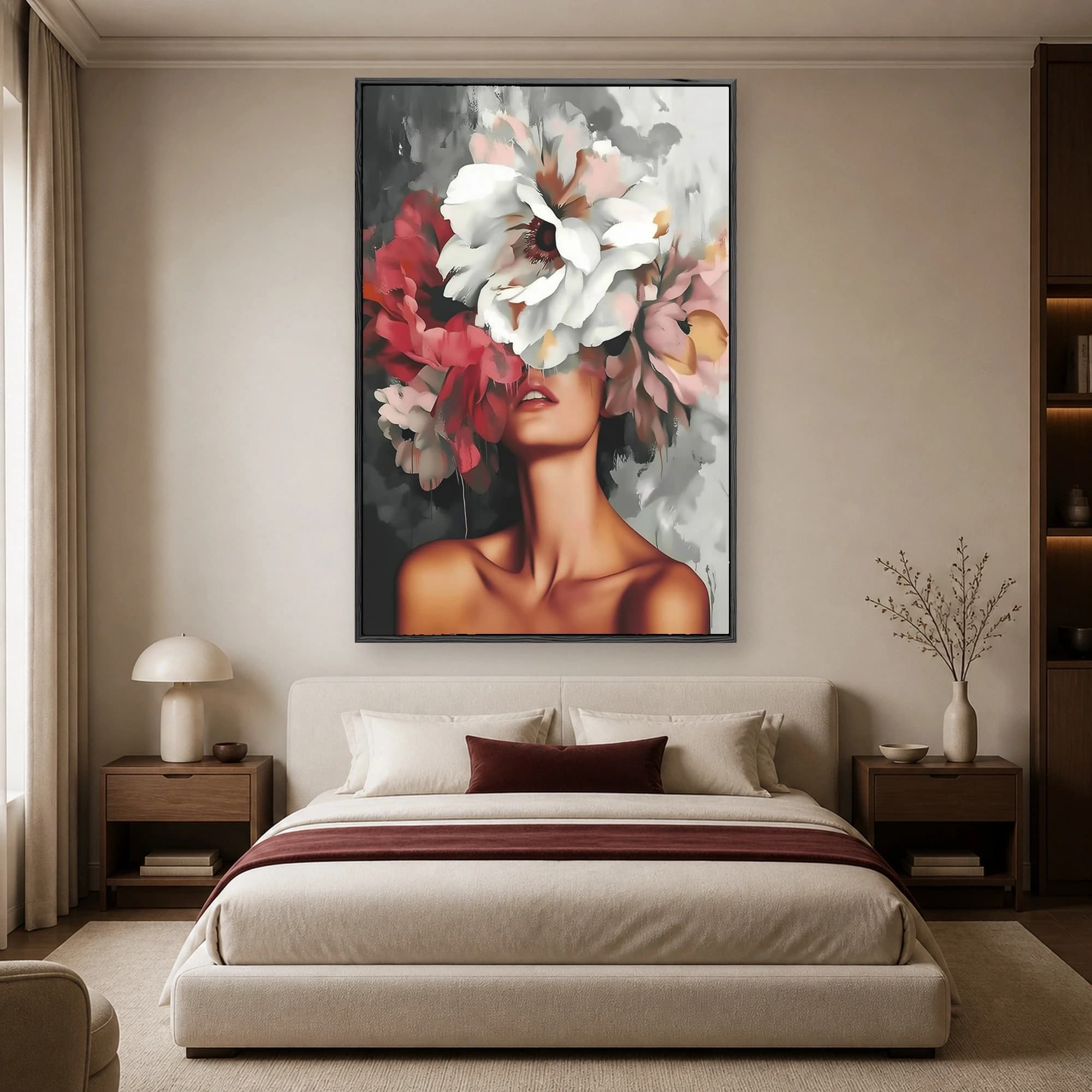 Floral Crown Portrait Surreal Canvas Print, view 3