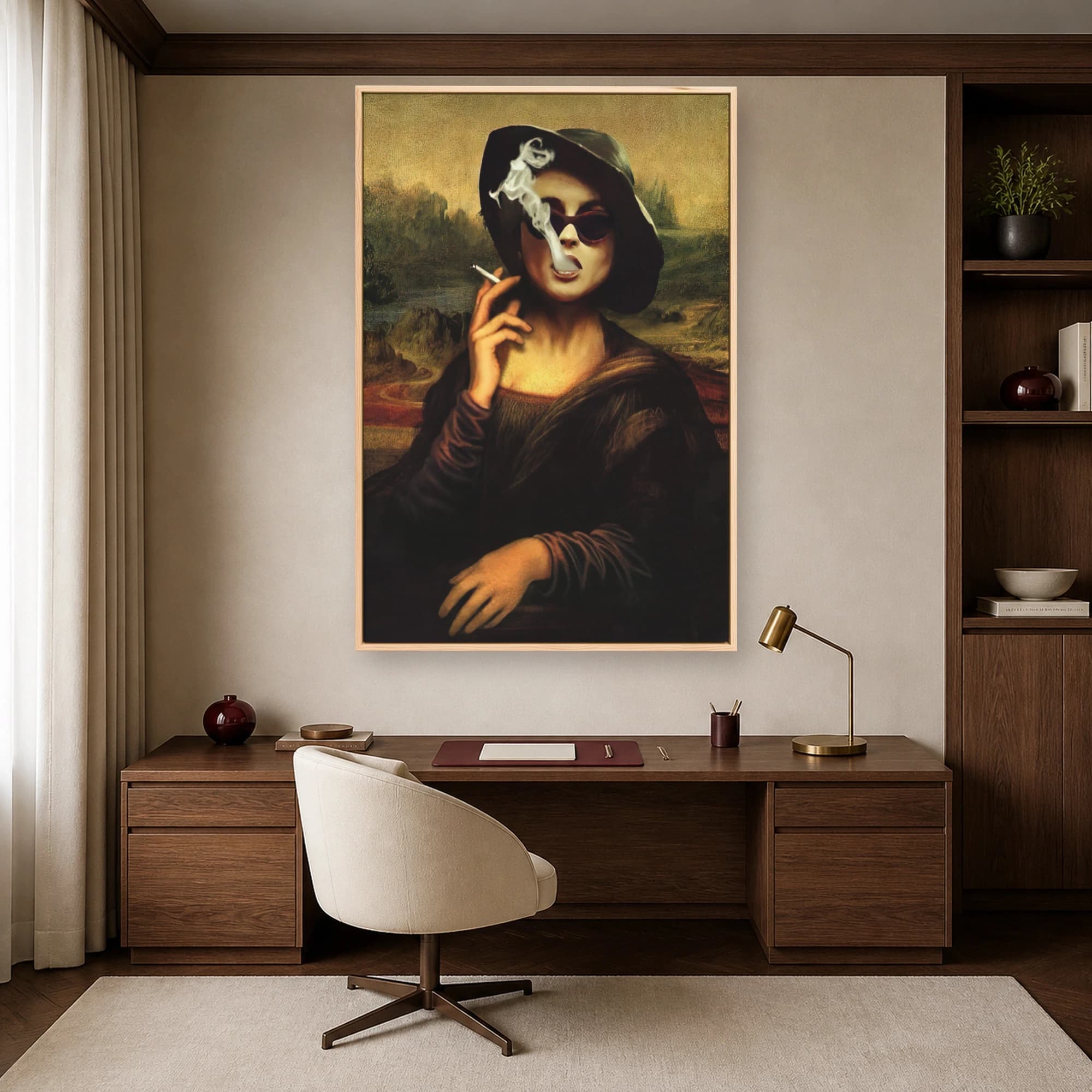 Mona Lisa Smoking a Cigarette Canvas Print, view 7
