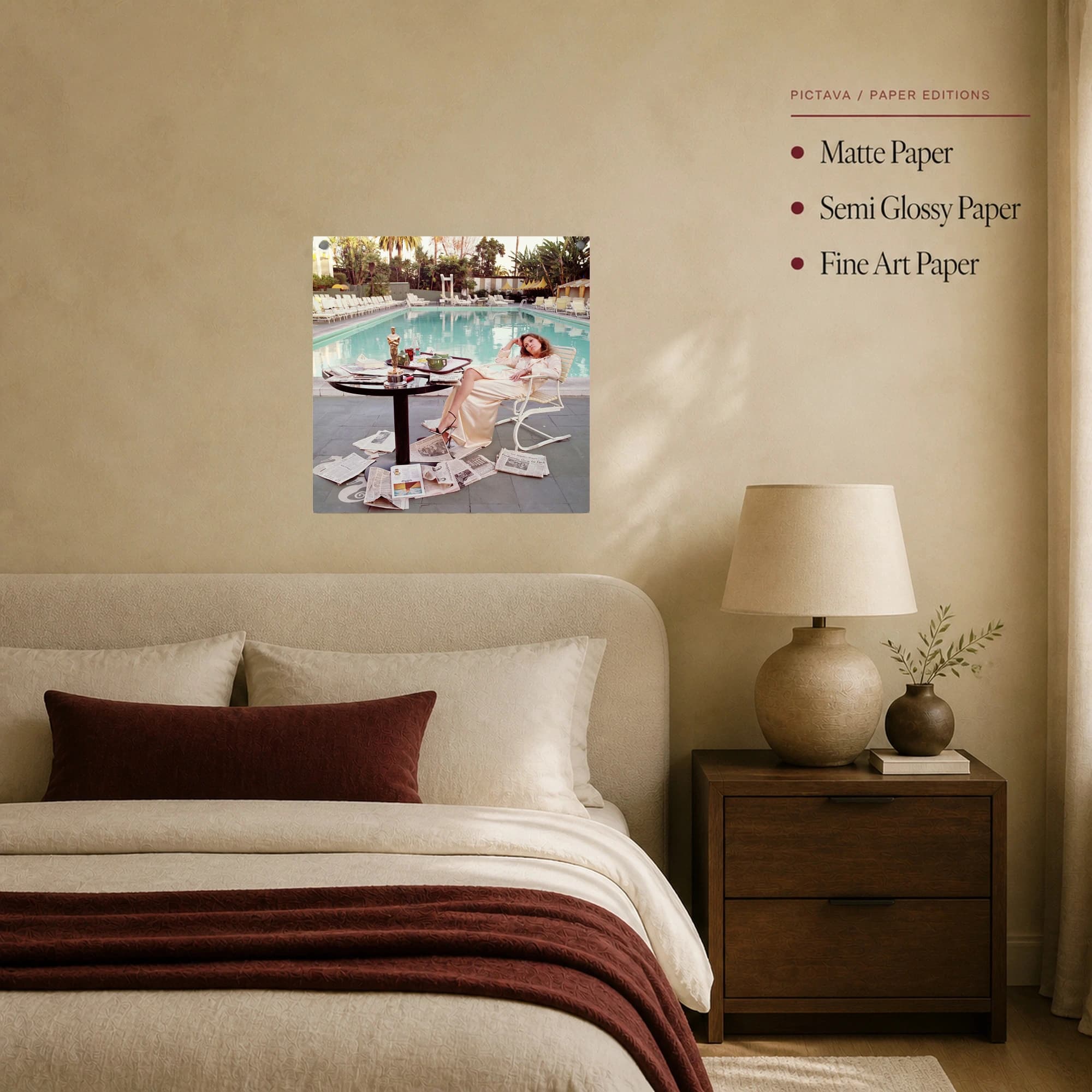 Faye Dunaway Oscar Morning Poolside Wall Art Print, view 8
