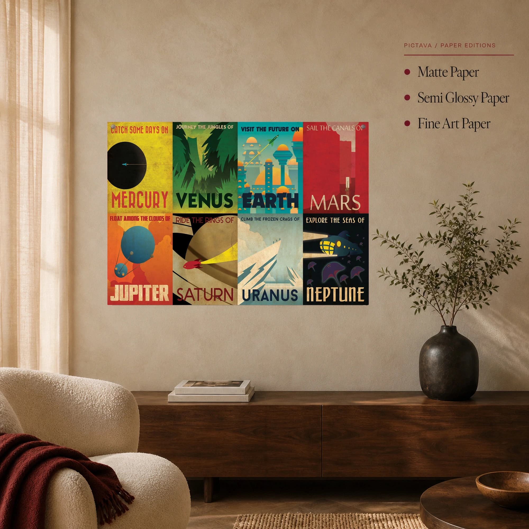 Solar System Vintage Travel Posters Sci-Fi Gallery Wall Art, view 3
