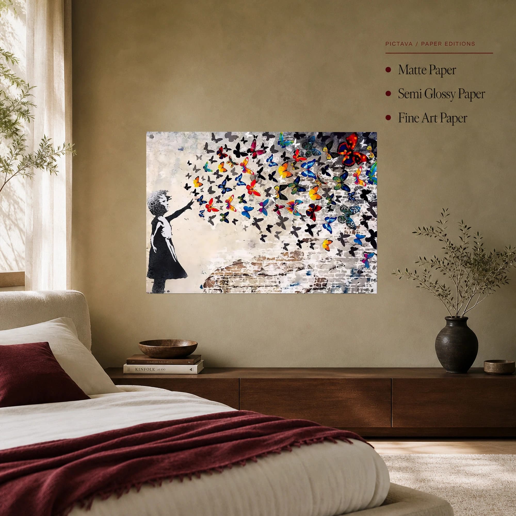 Girl with Butterflies Street Art Canvas Print, view 7