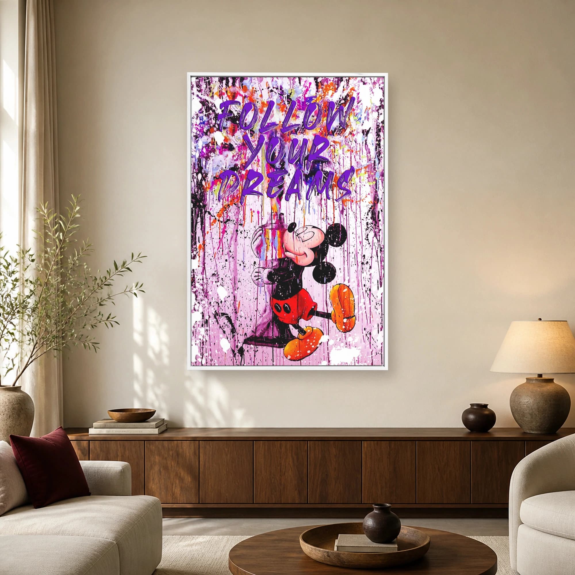 Follow Your Dreams Mickey Mouse Street Art Canvas Print, view 2