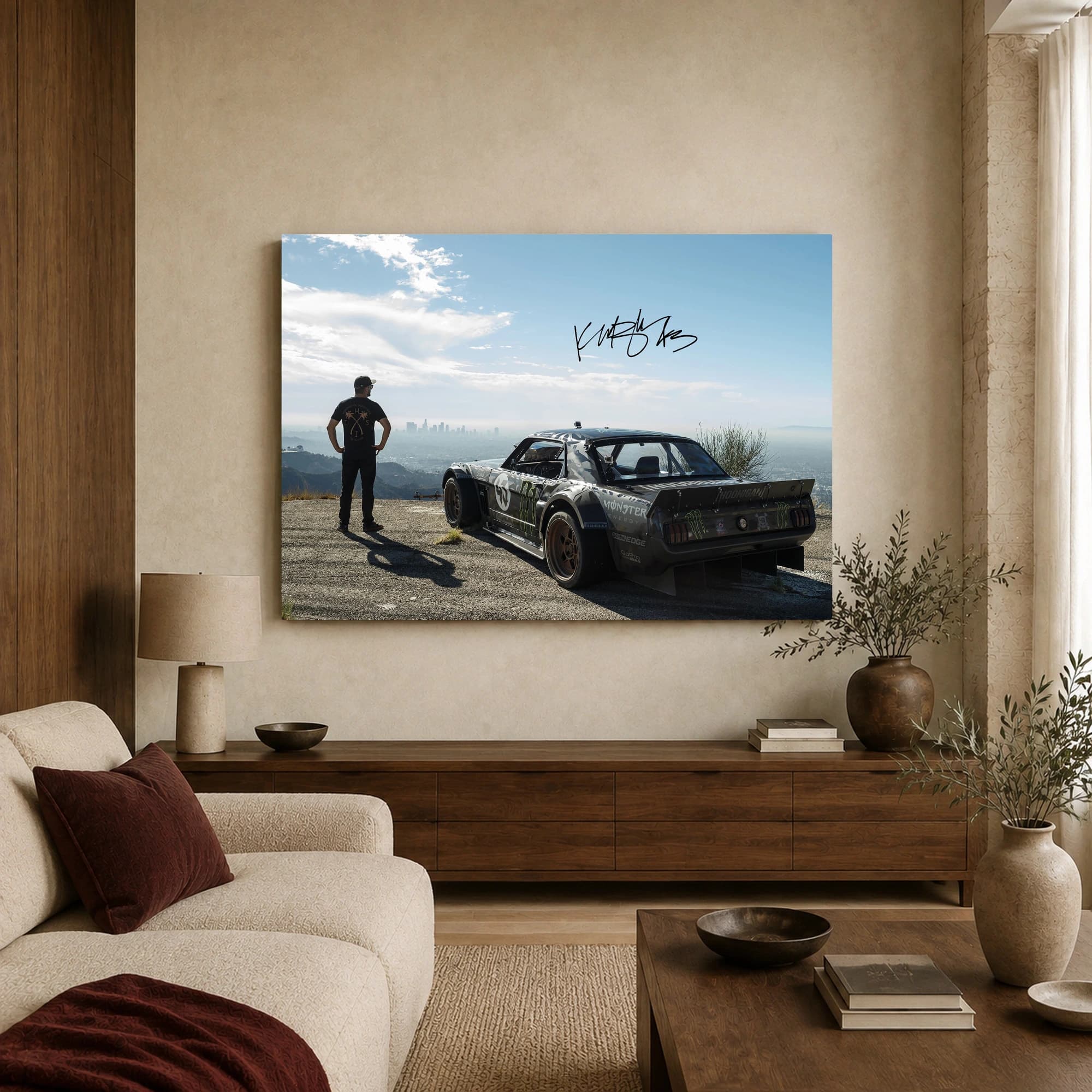 Ken Block Los Angeles Skyline Rally Car Wall Art, view 4