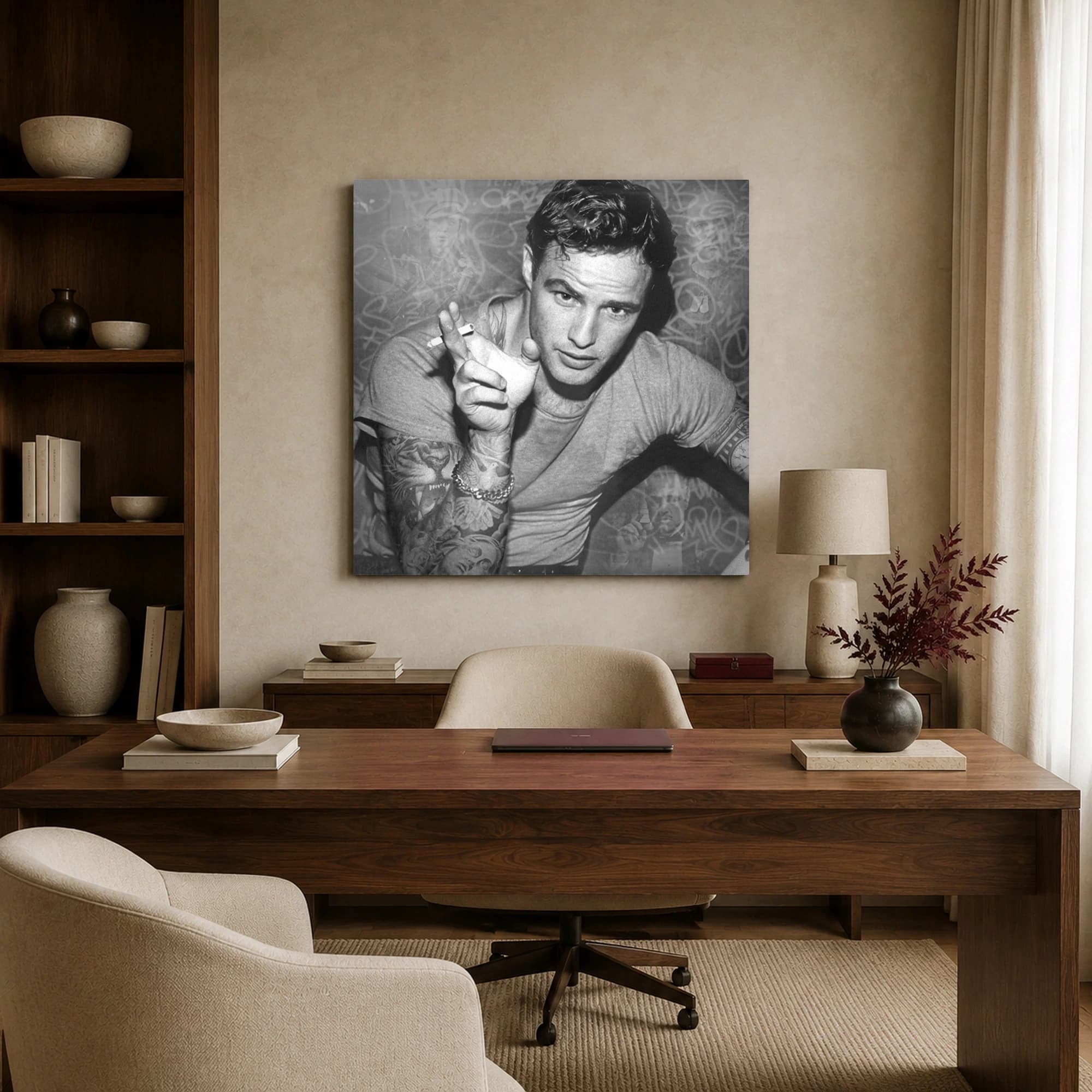 Marlon Brando Rebel Icon Black and White Wall Art, view 5