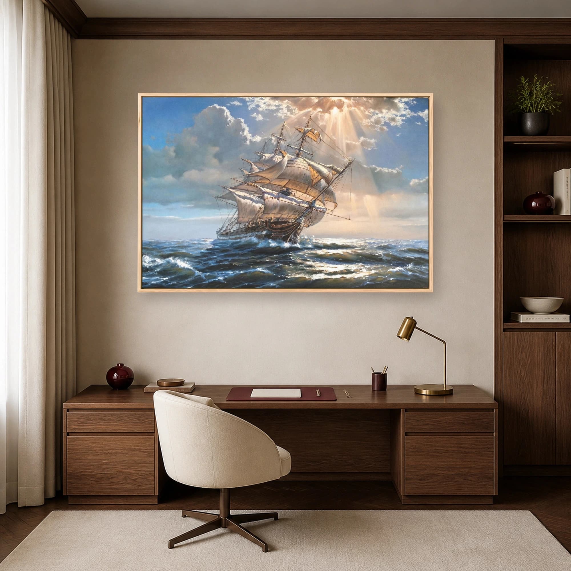 Tall Ship Sailing on Ocean Waves Canvas Print, view 5
