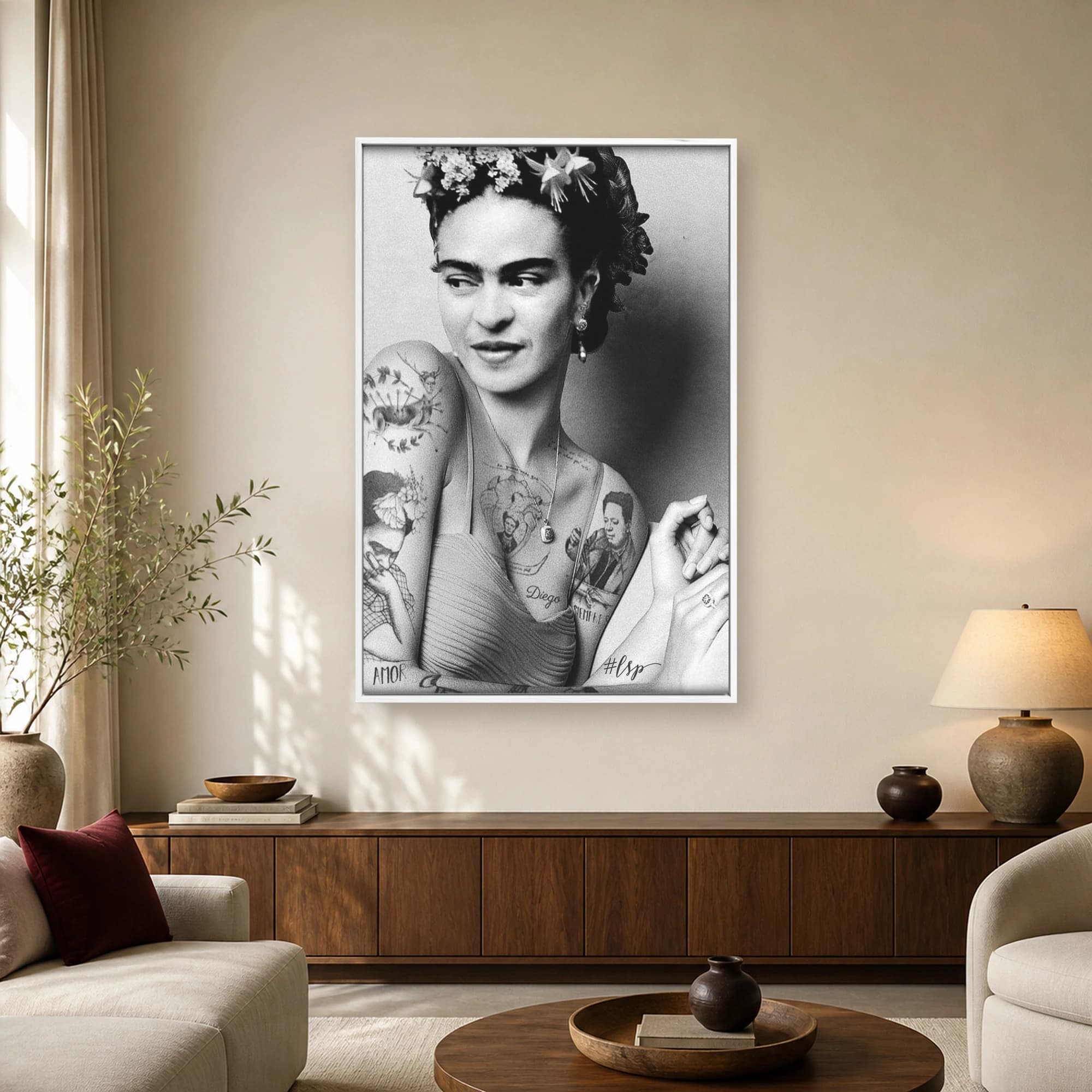 Frida Kahlo Vintage Portrait Canvas Print, view 2