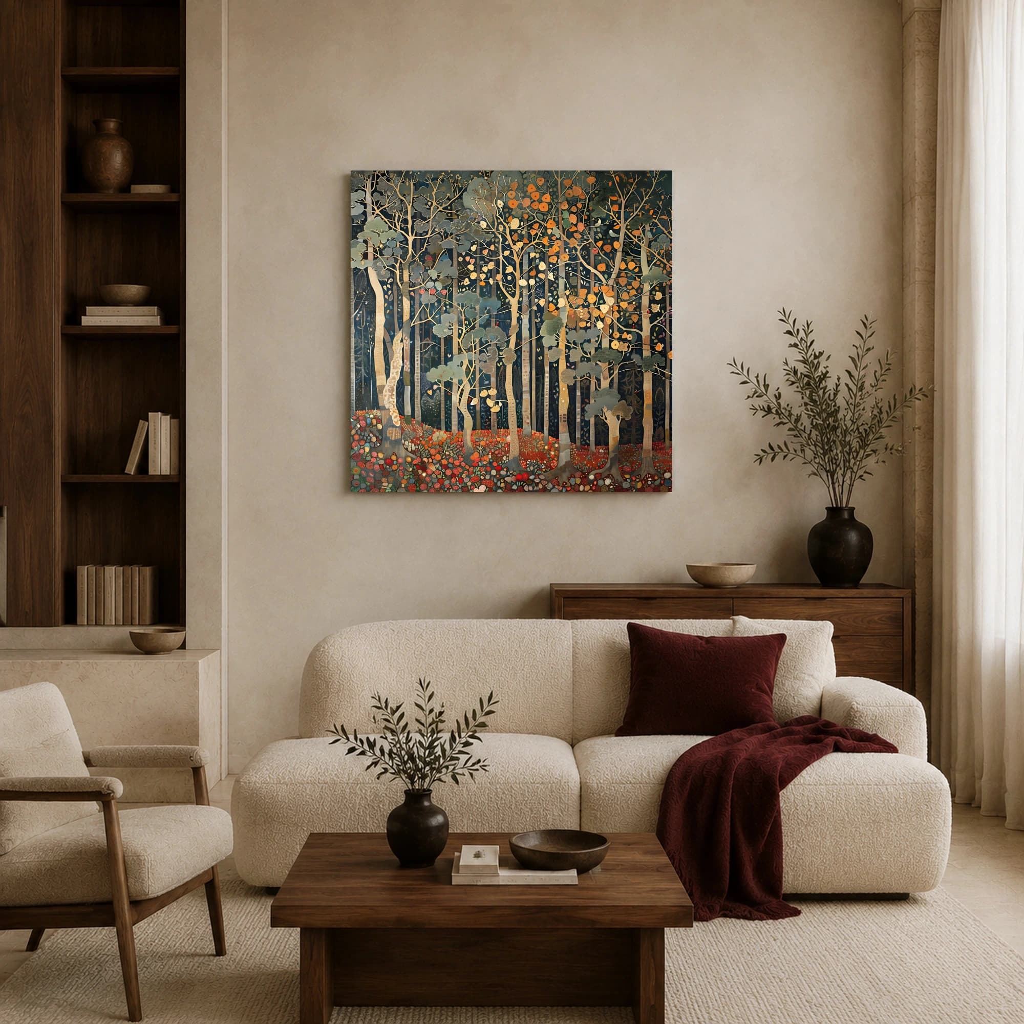 Golden Forest Tapestry Symbolist Wall Art, view 4