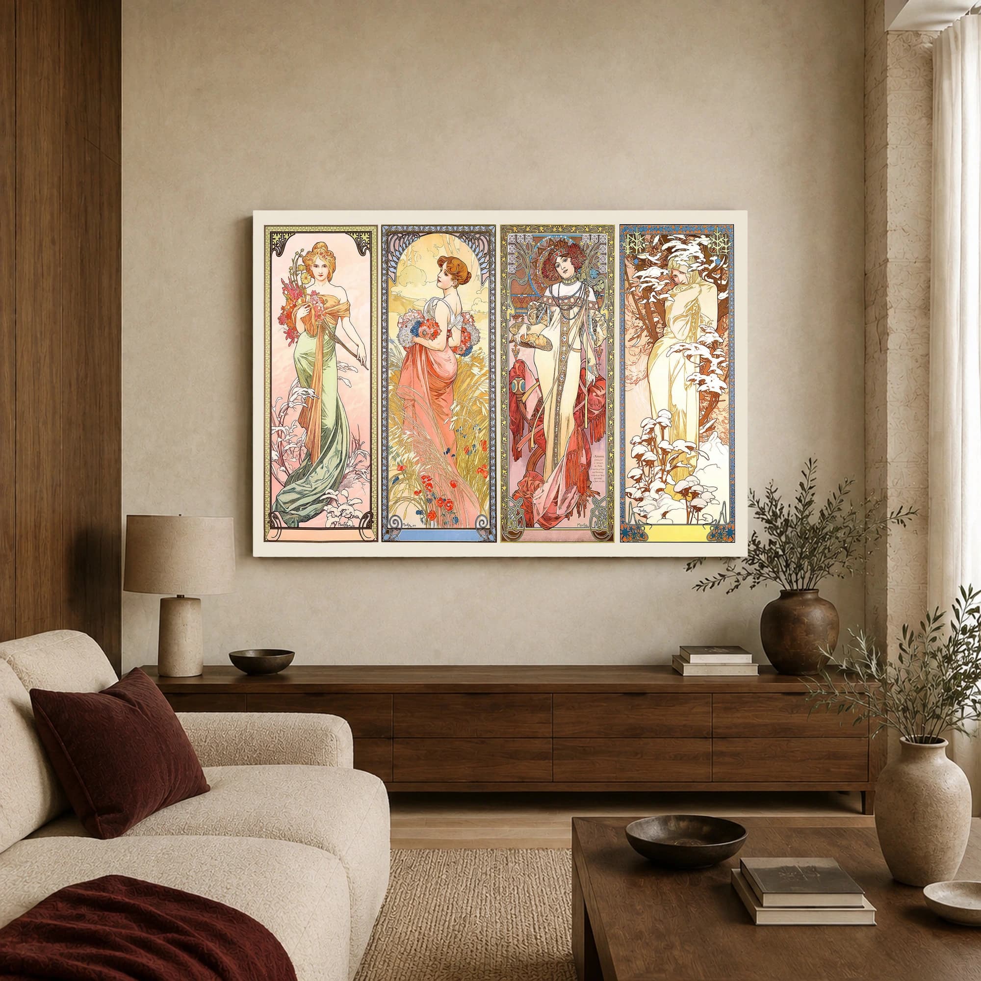 The Four Seasons Art Nouveau Vintage Wall Art by Alphonse Mucha, view 2