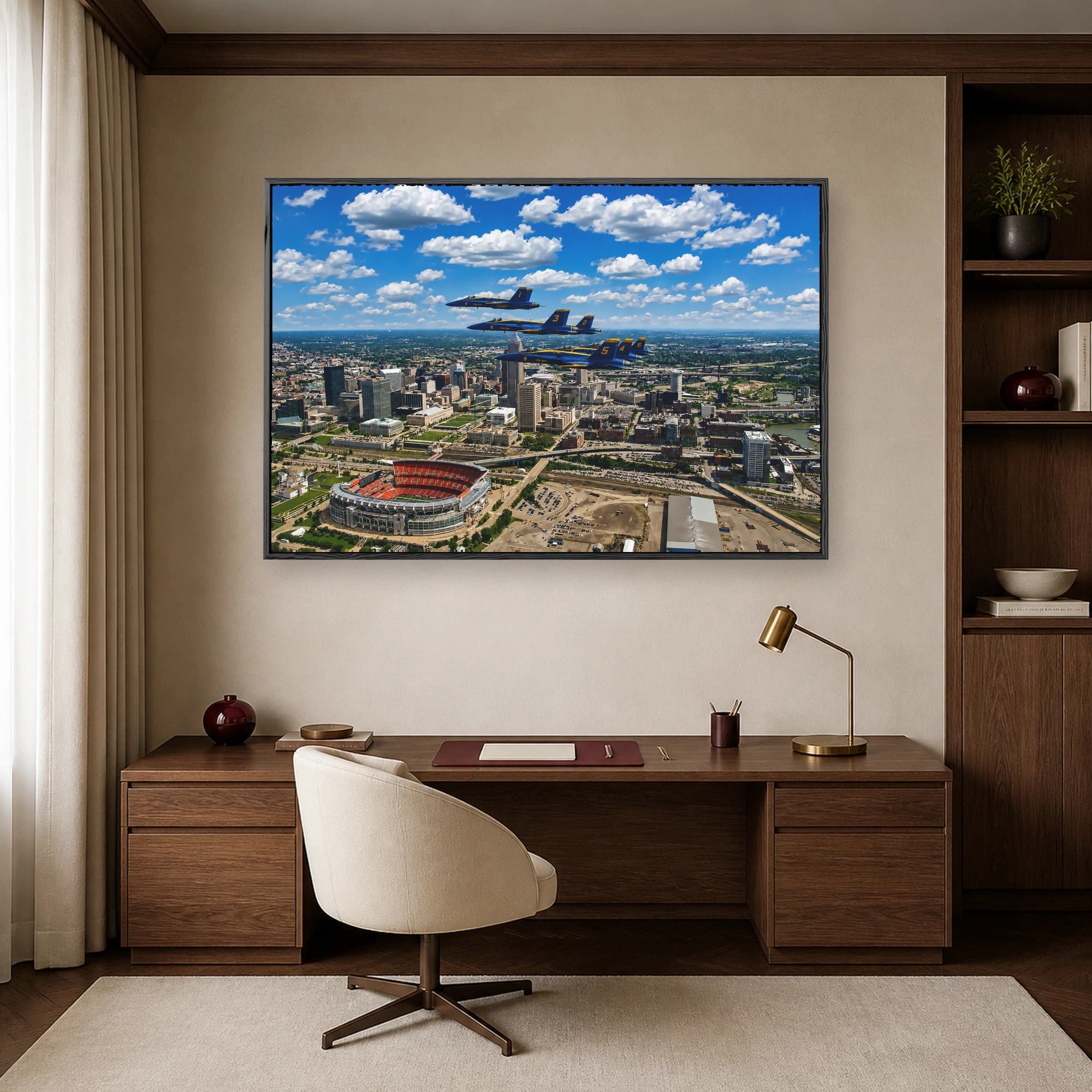 Blue Angels Flyover Cincinnati Skyline Canvas Print, view 7