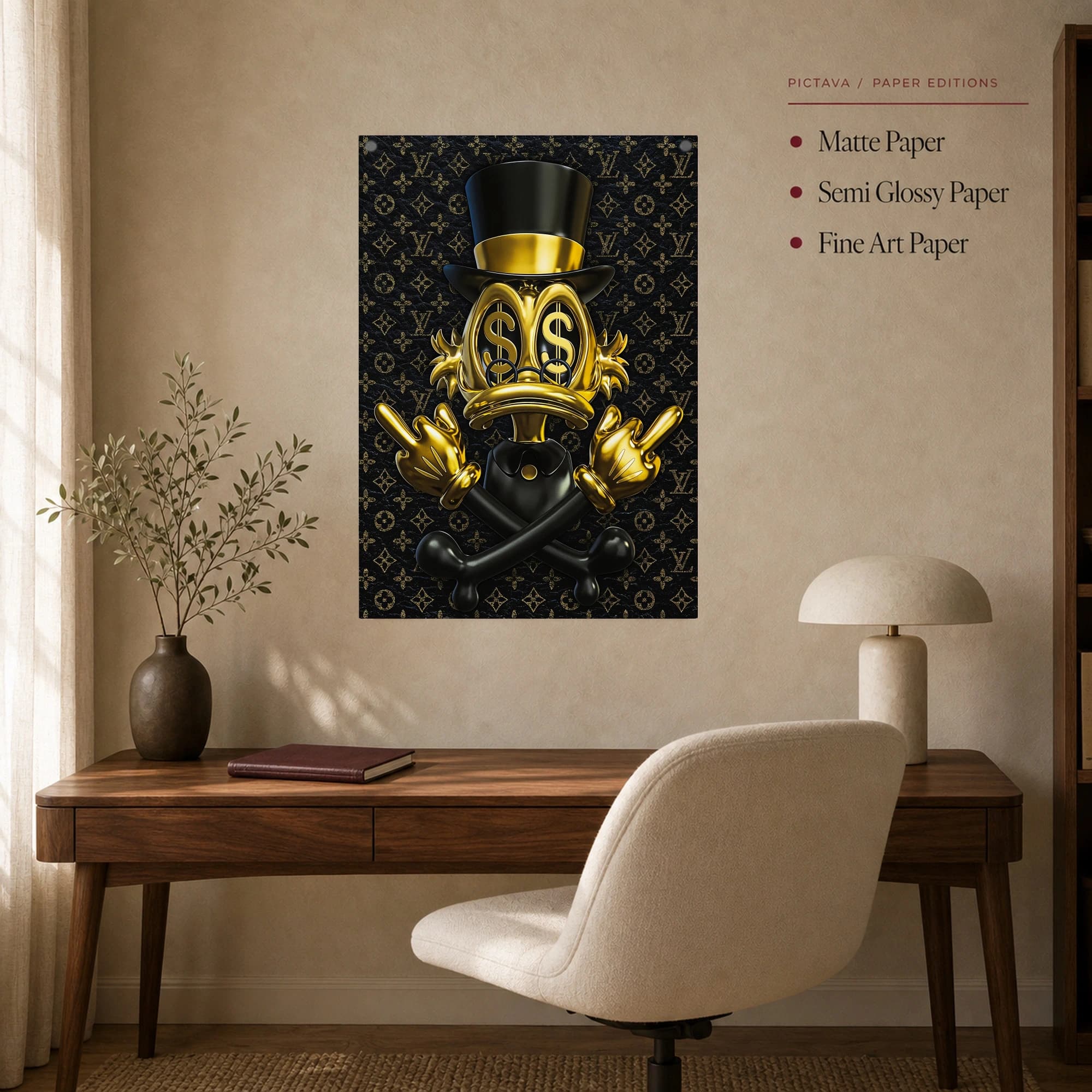 Golden Wealth Duck Pop Art Canvas Print, view 6