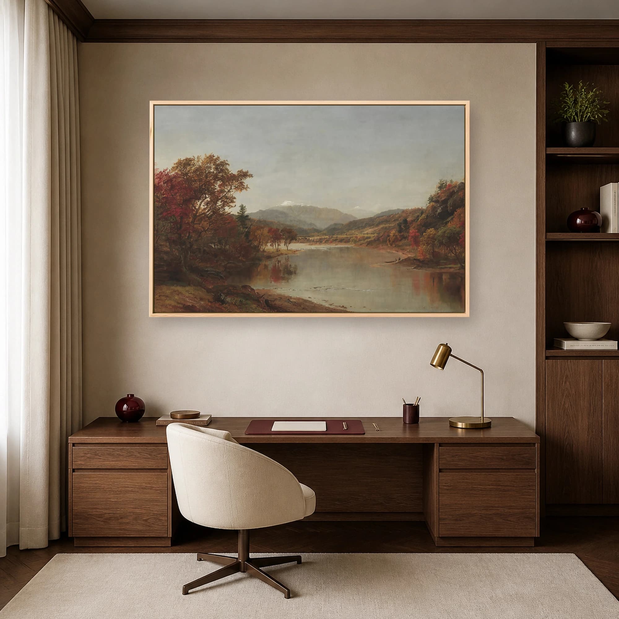 River Landscape with Autumn Foliage Canvas Print, view 7