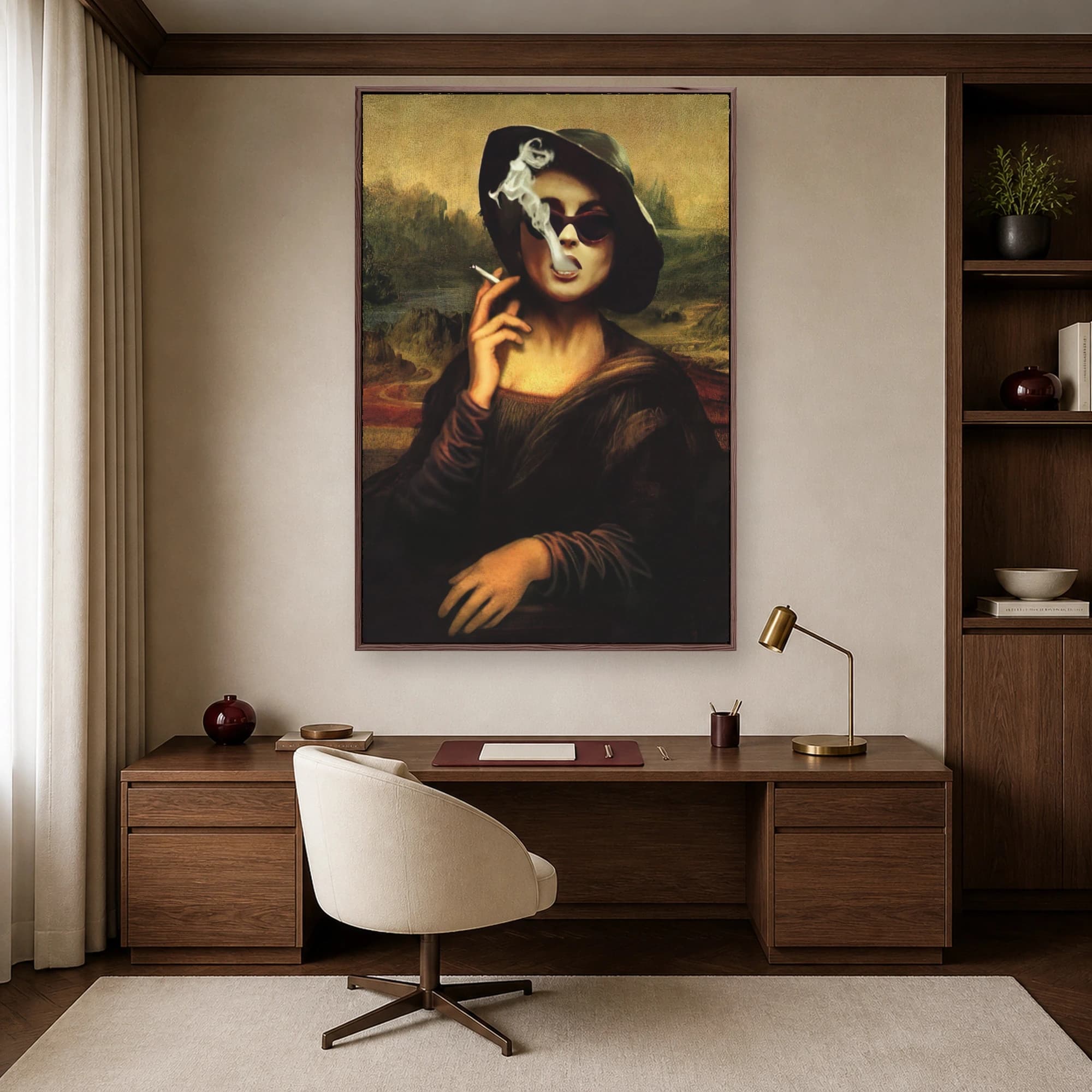 Mona Lisa Smoking a Cigarette Canvas Print, view 6