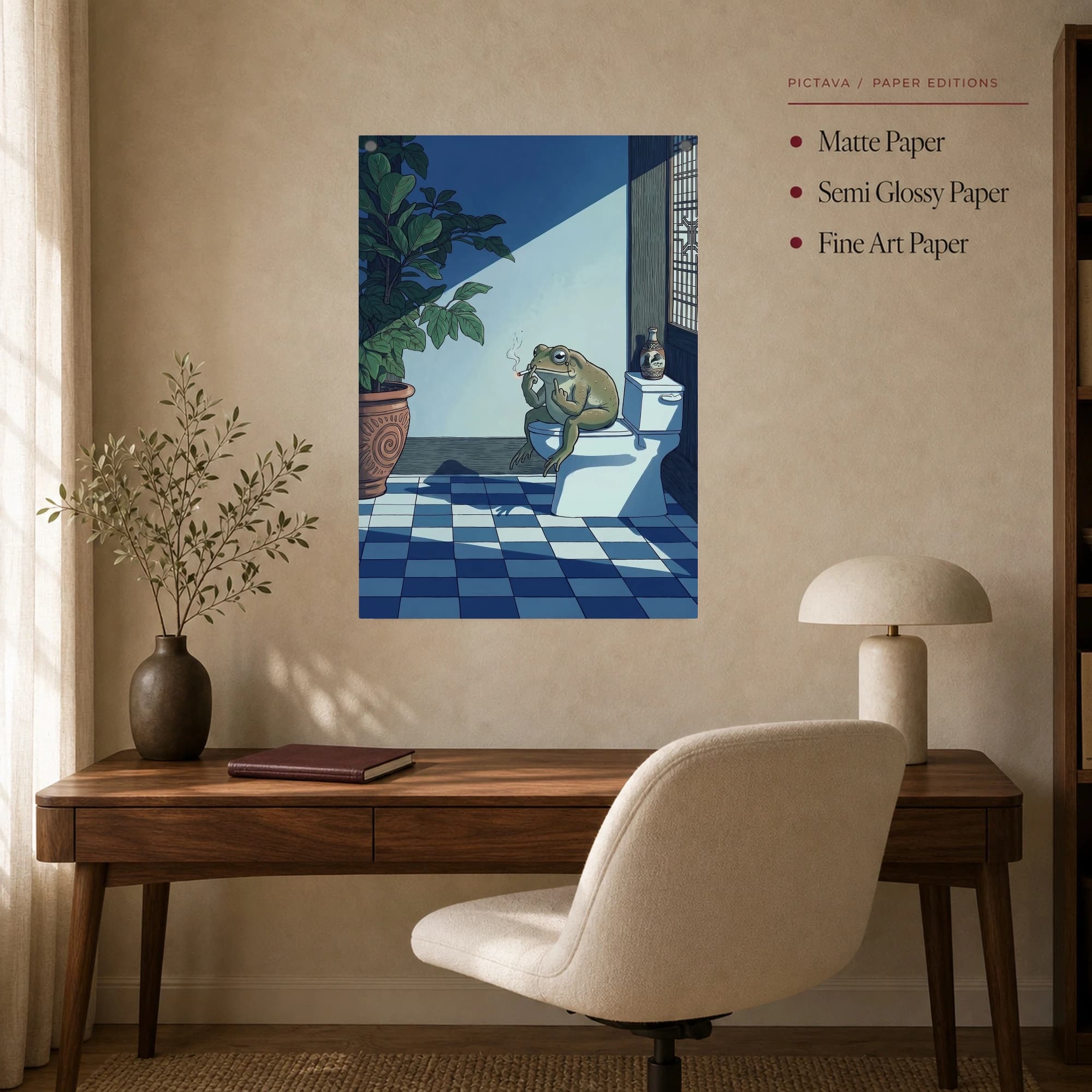 The Contemplative Toad Funny Bathroom Canvas Print, view 7