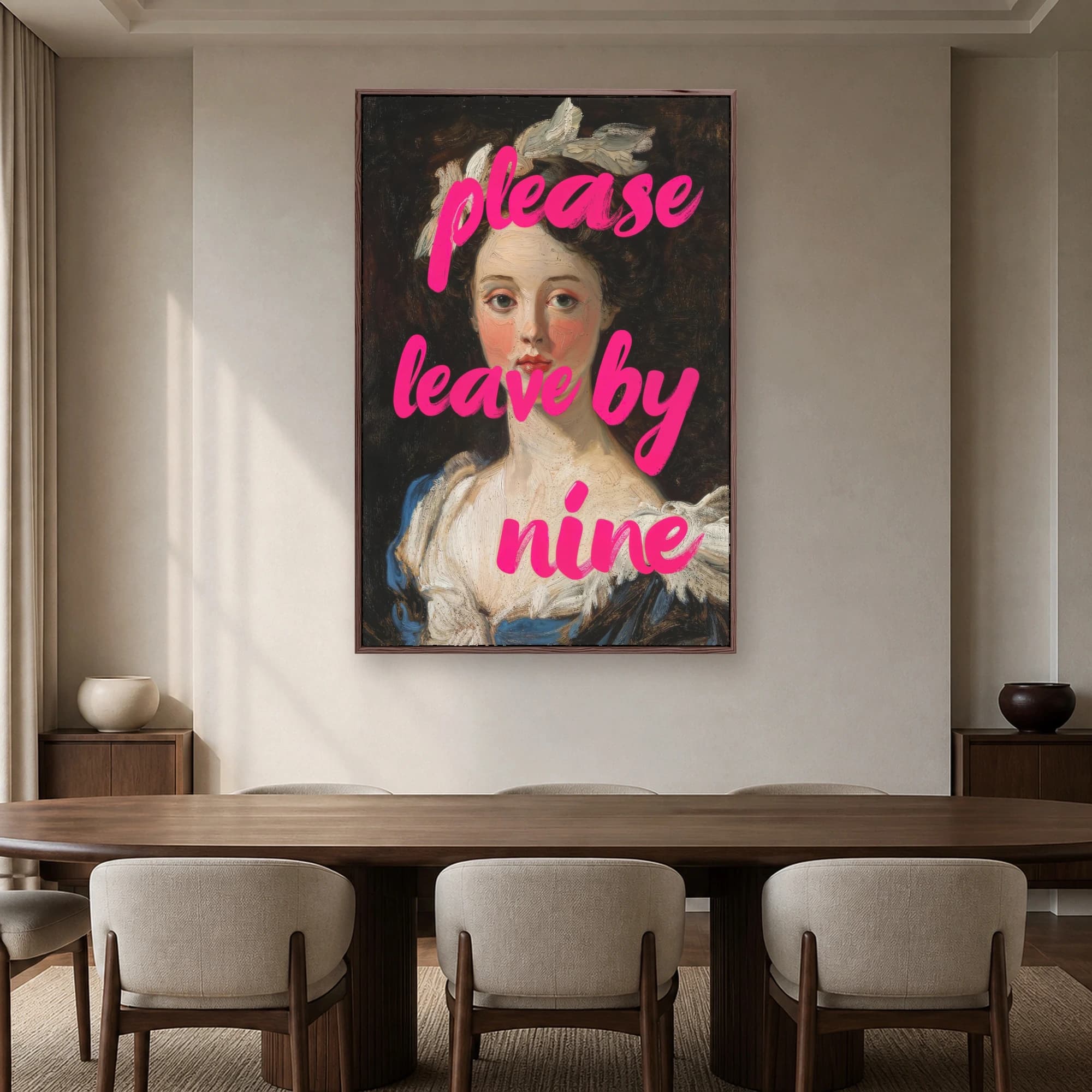 Please Leave By Nine Funny Classical Portrait Wall Art, view 7
