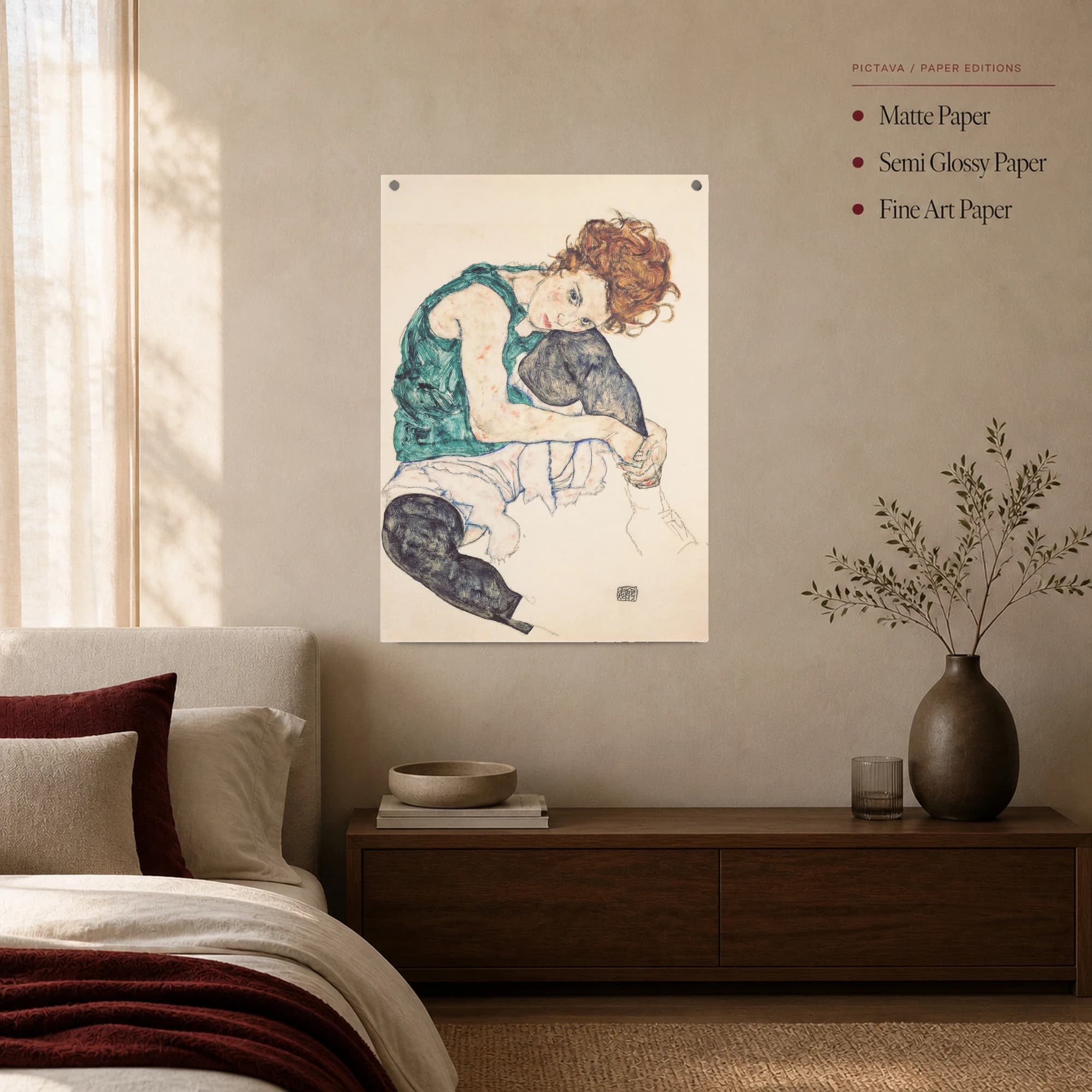 Seated Woman in Teal: Vintage Expressionist Portrait, view 4