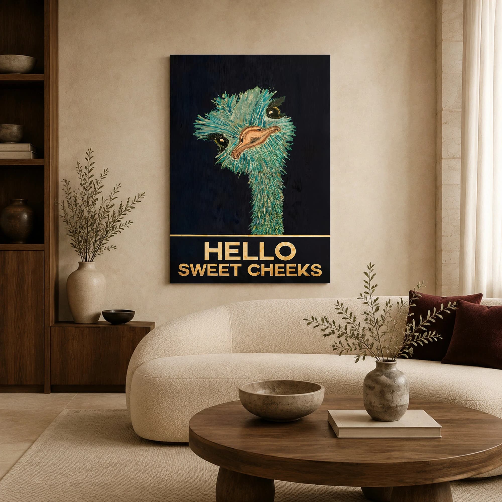 Hello Sweet Cheeks Emu Wall Art - Quirky Animal Portrait, view 5