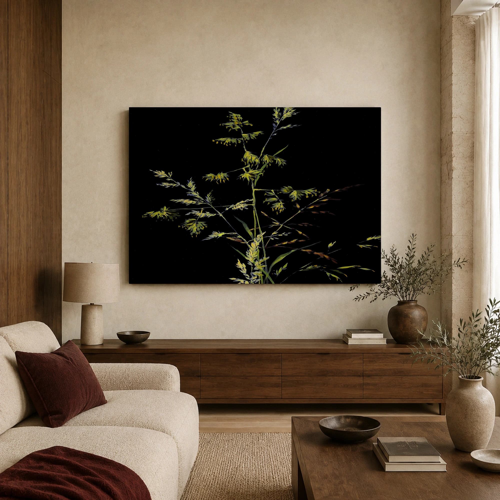 Nocturnal Botanical Grasses Canvas Art, view 3