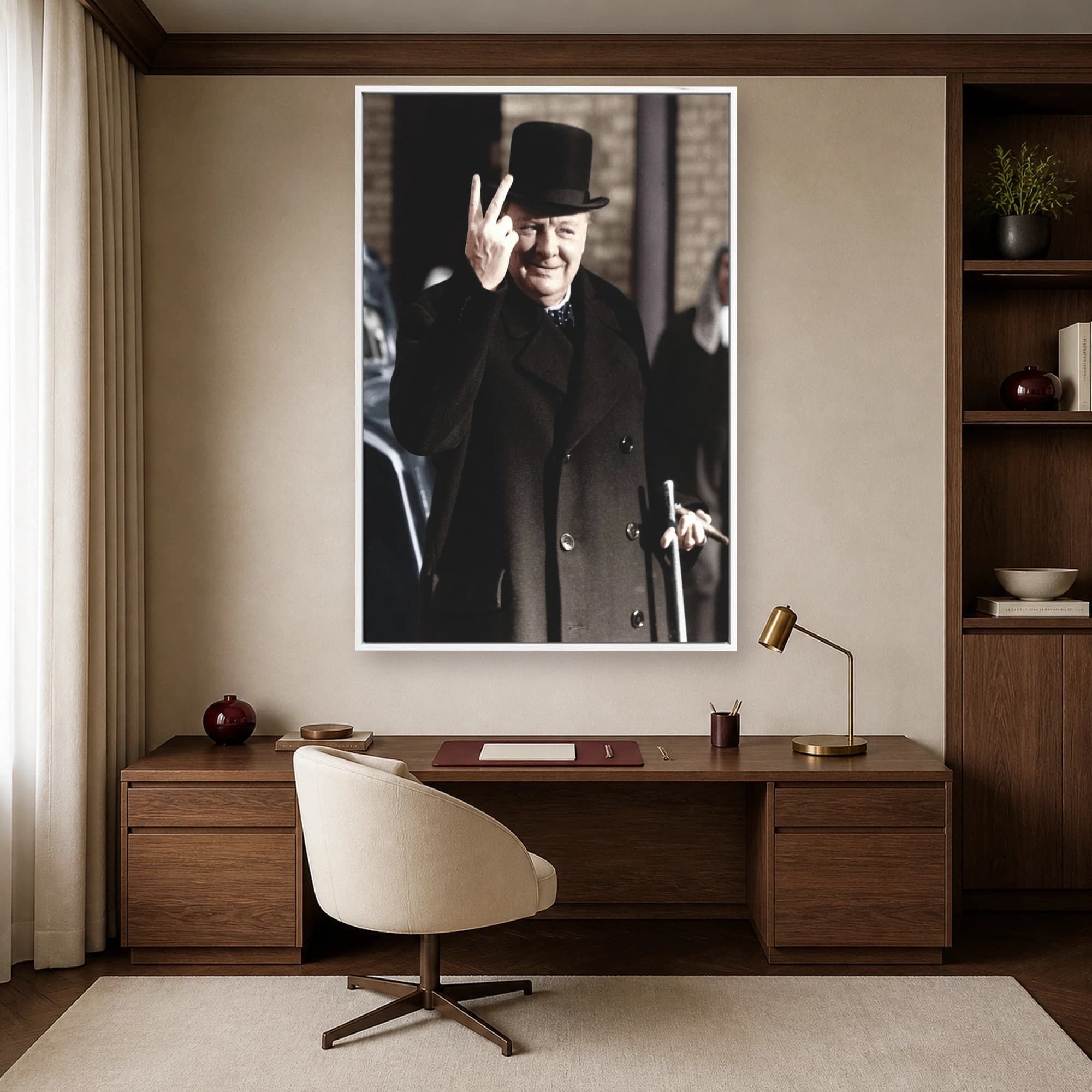 Winston Churchill Victory Salute Historic Portrait Art, view 3