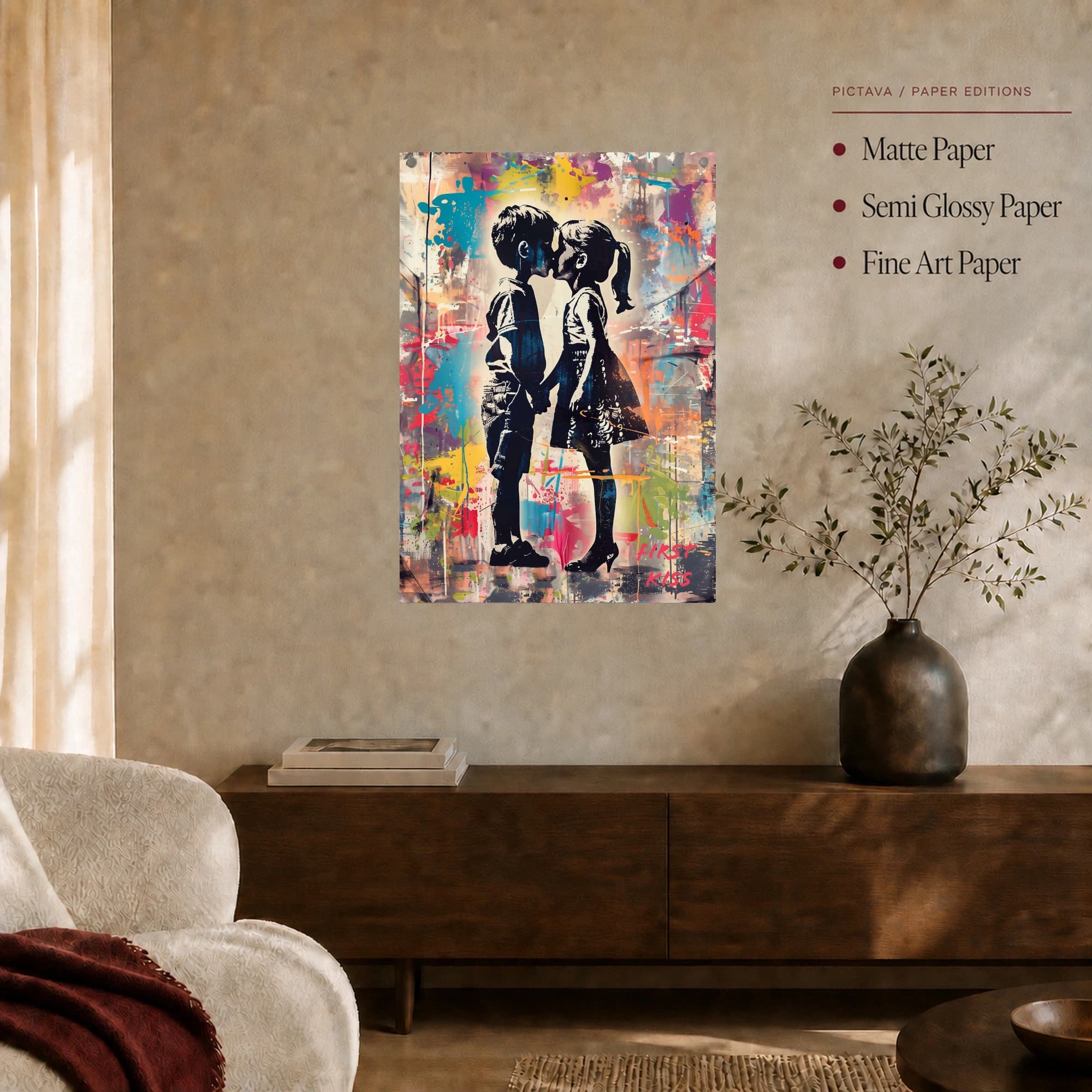 First Kiss Street Art Canvas Print, view 6