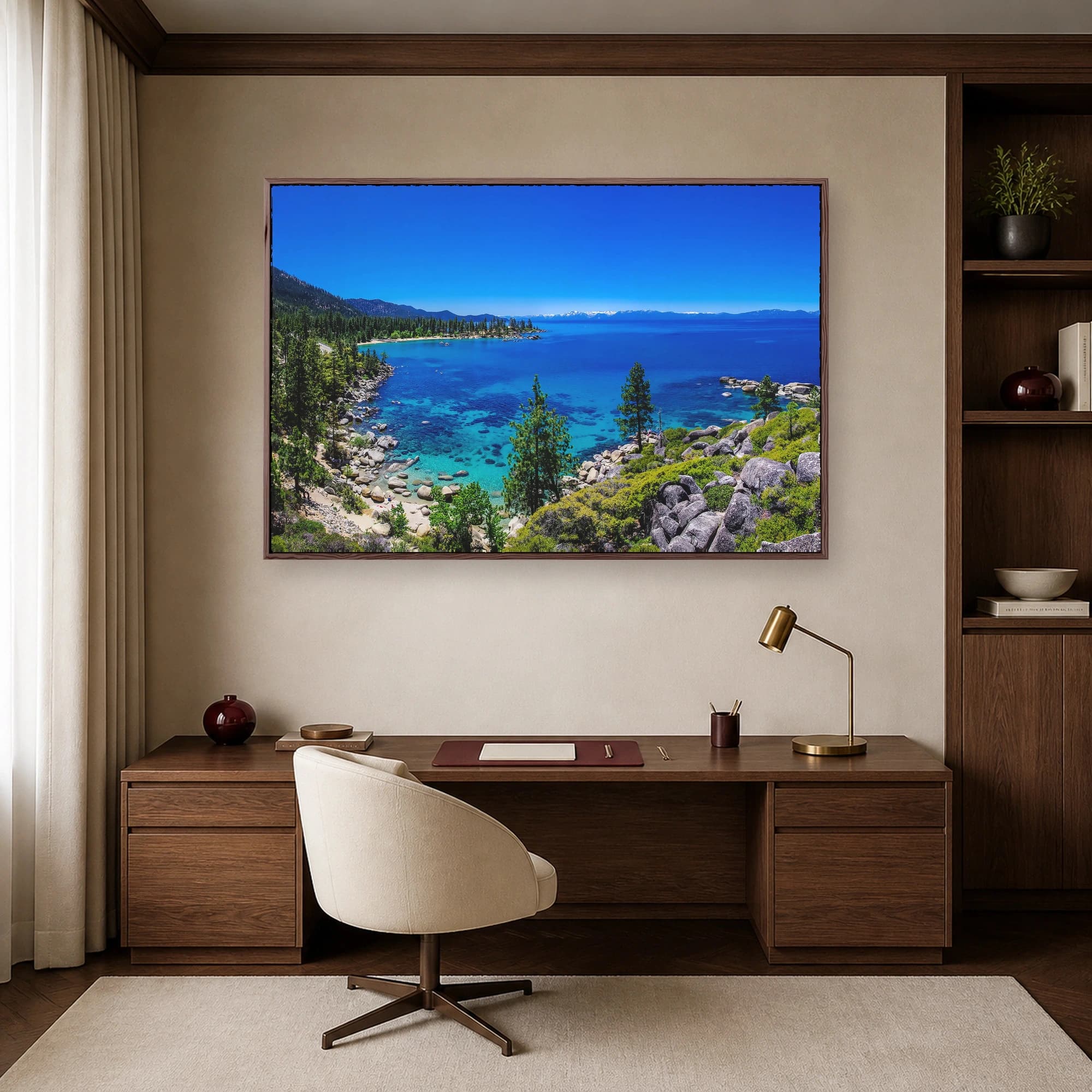 Lake Tahoe Mountain and Crystal Clear Water Landscape Wall Art, view 6