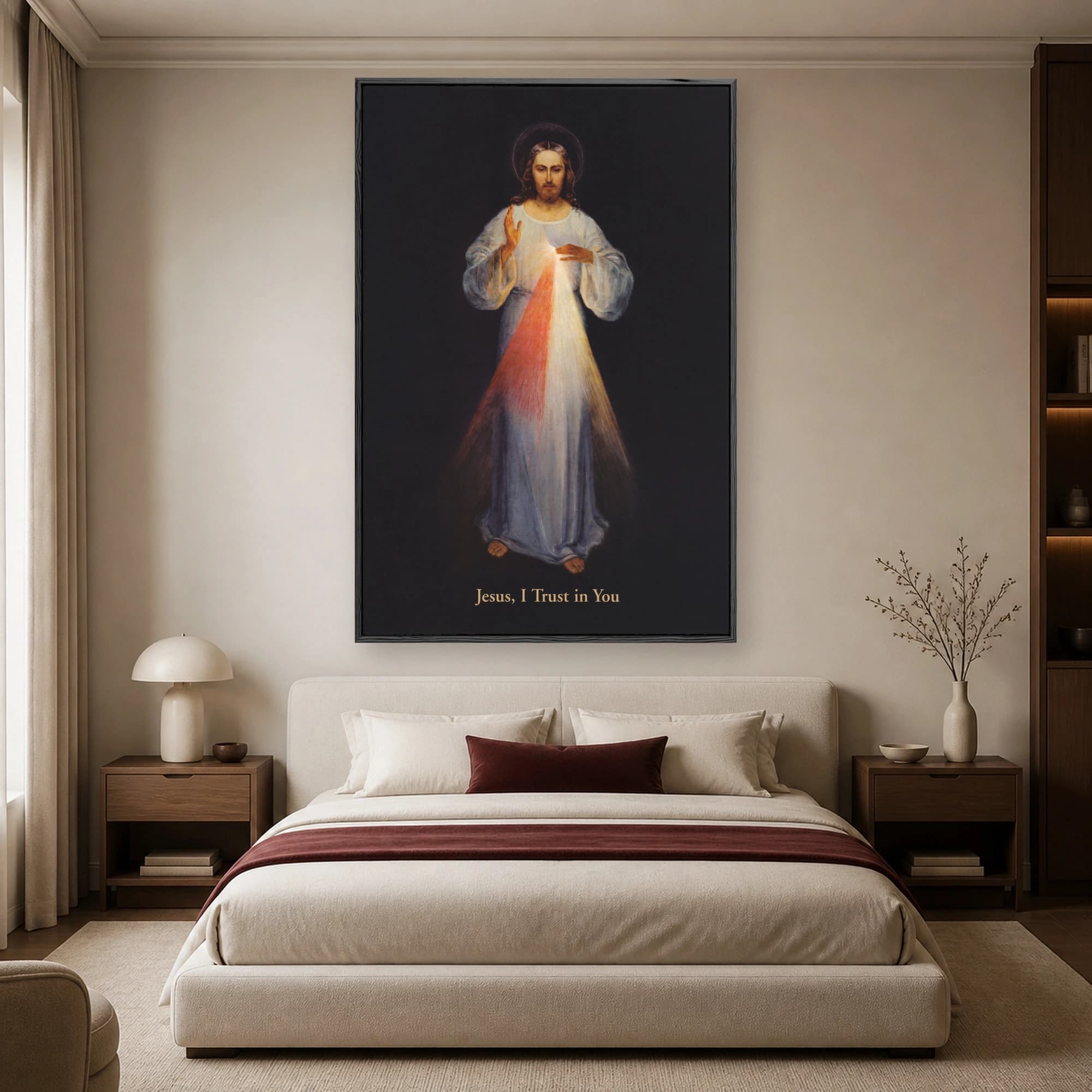 Divine Mercy Jesus Wall Art with Sacred Rays and Blessing, view 4