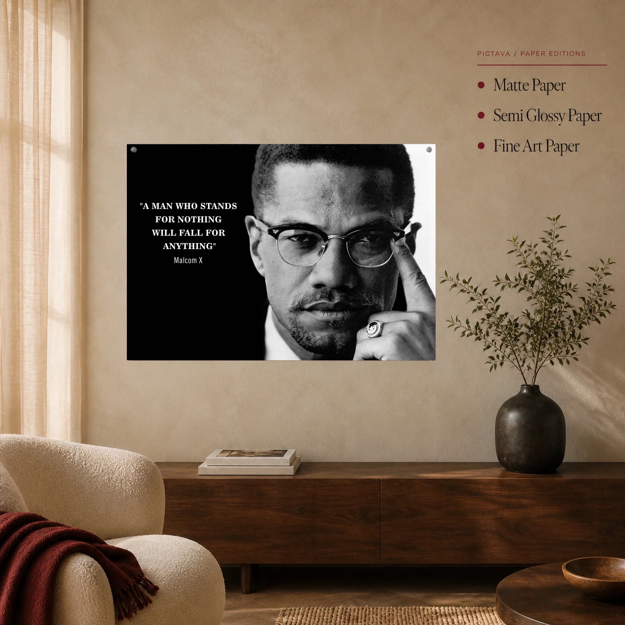 Malcolm X Quote Black and White Wall Art, view 4
