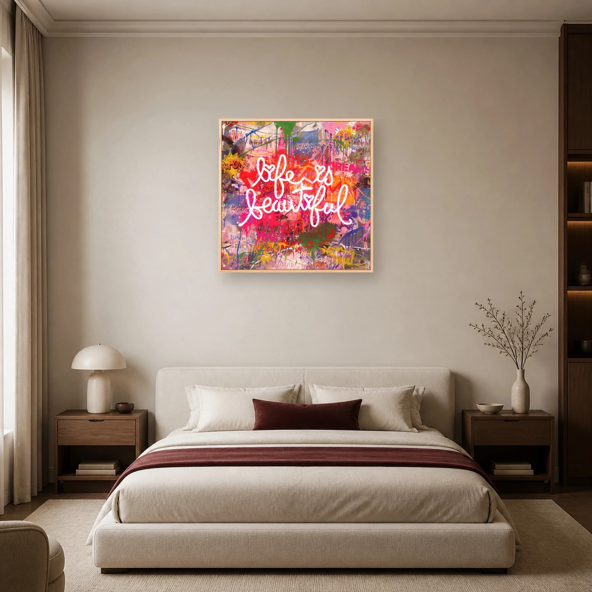 Life is Beautiful Street Art Canvas Print, view 7