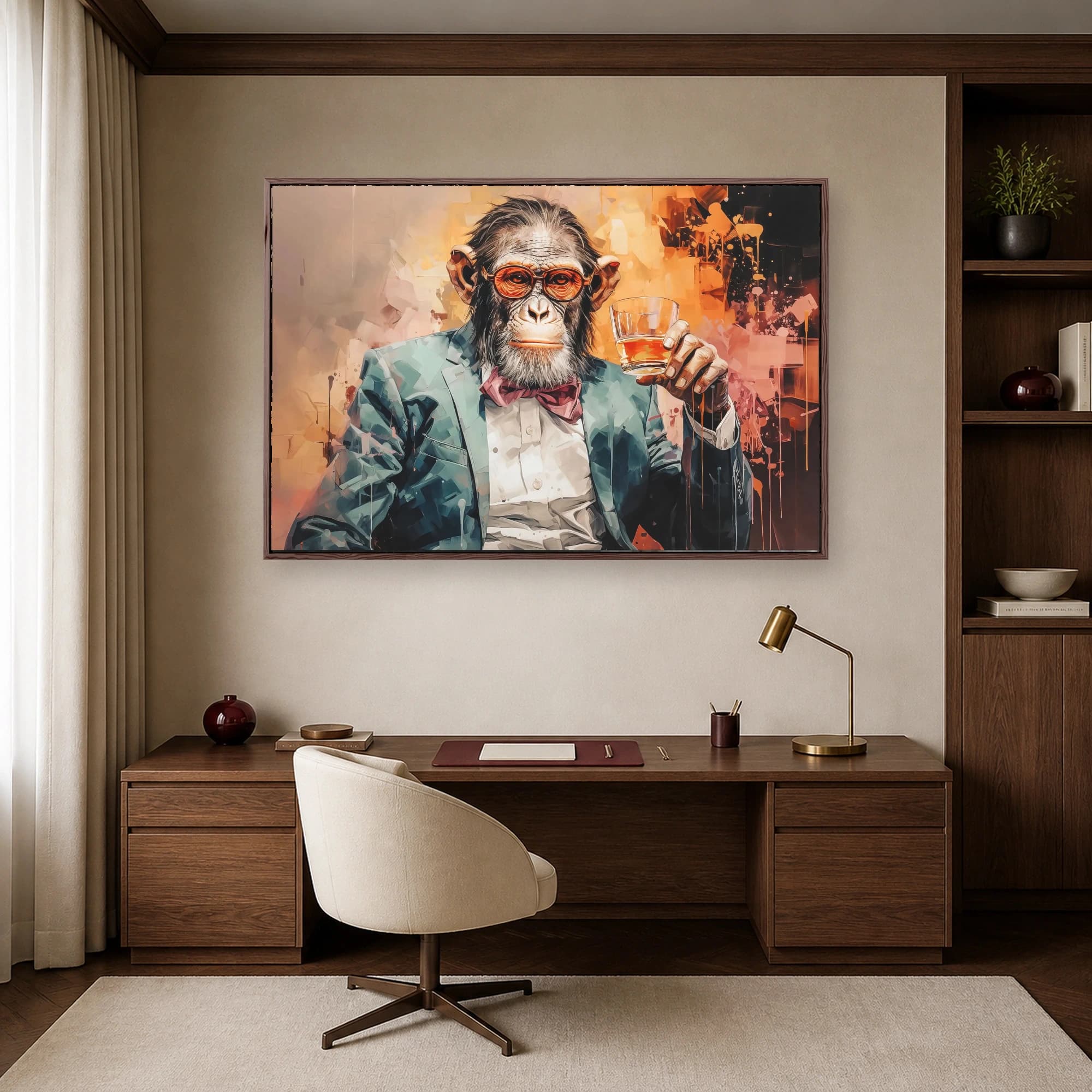 Sophisticated Primate with Whiskey Canvas Print, view 6