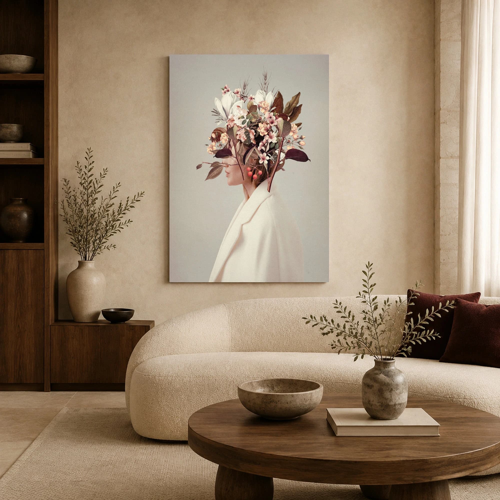 Floral Mind Surreal Botanical Portrait Canvas Print, view 6