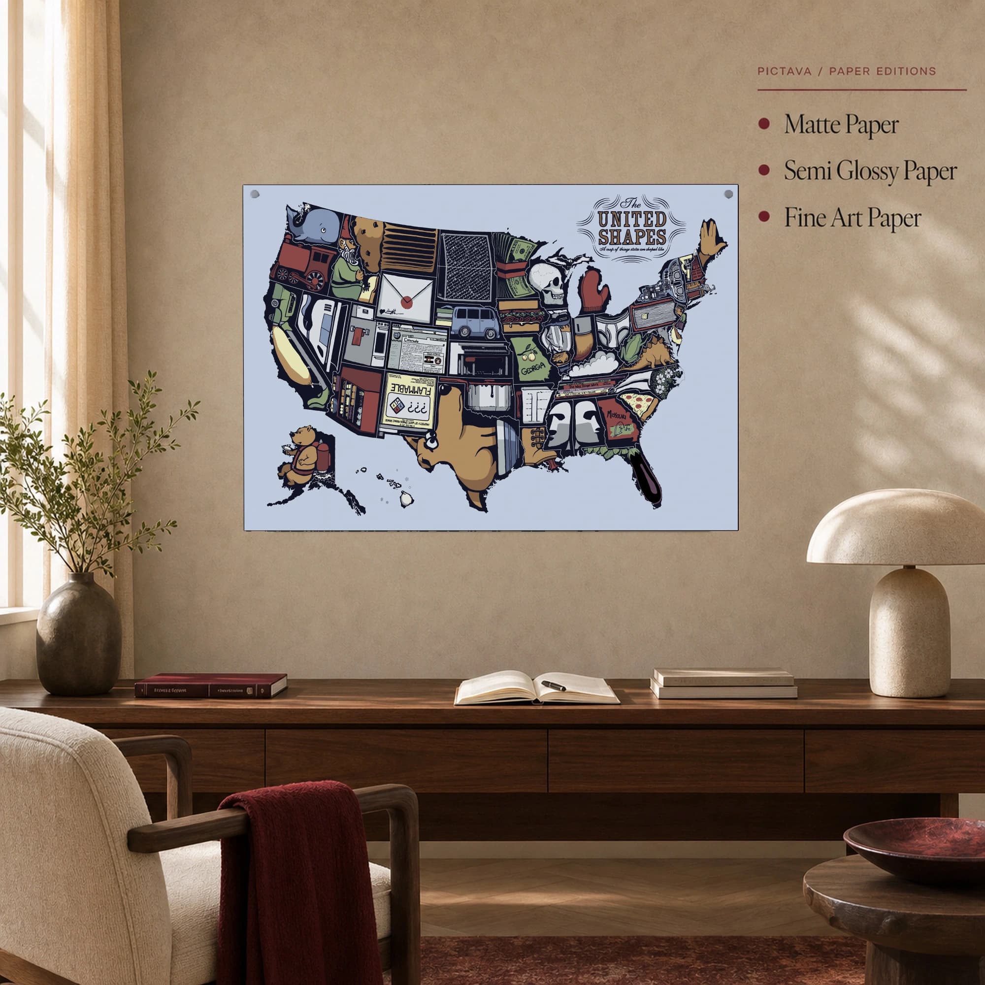 The United Shapes Whimsical Map Art Print, view 5