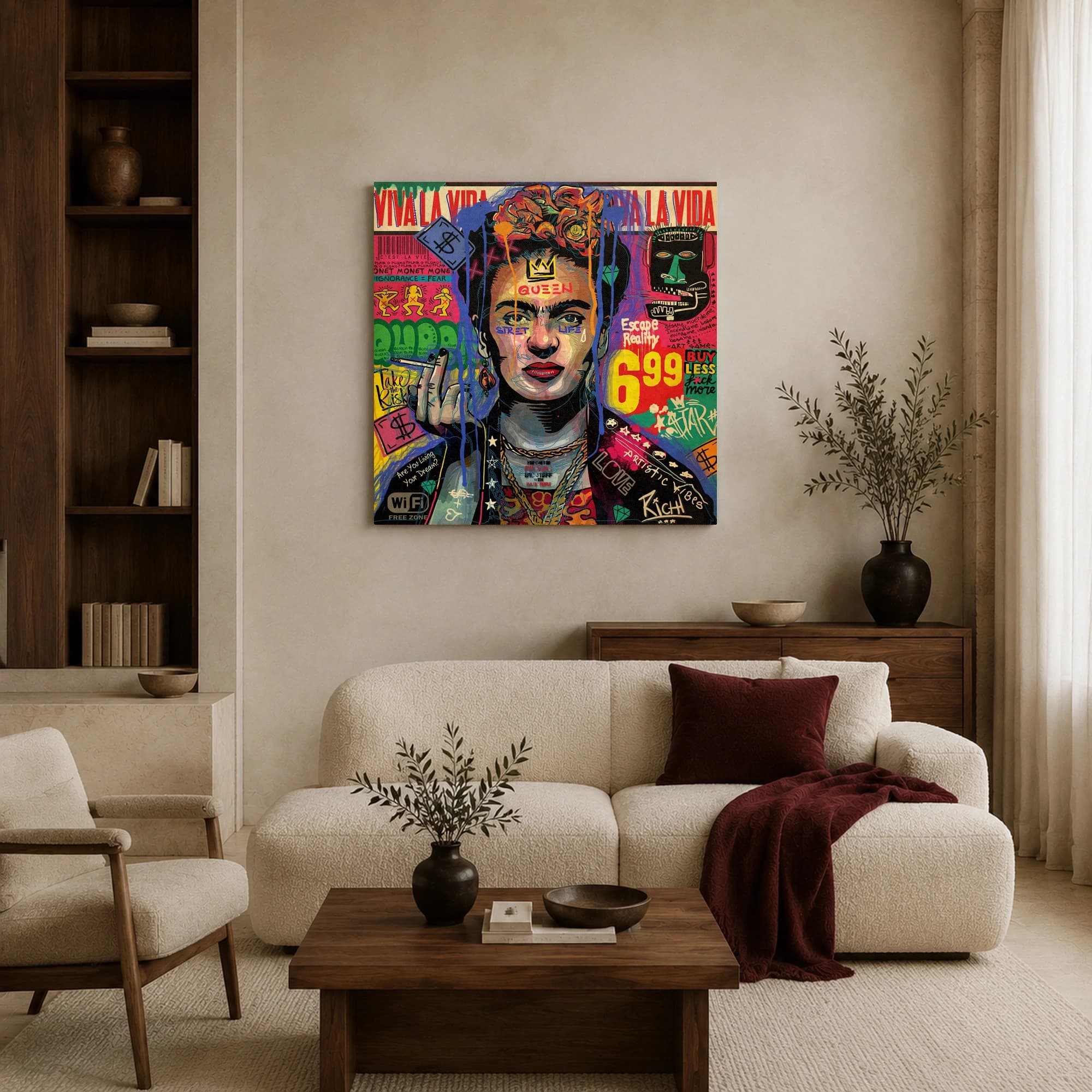 Frida Kahlo Street Art Pop Culture Canvas Print, view 3