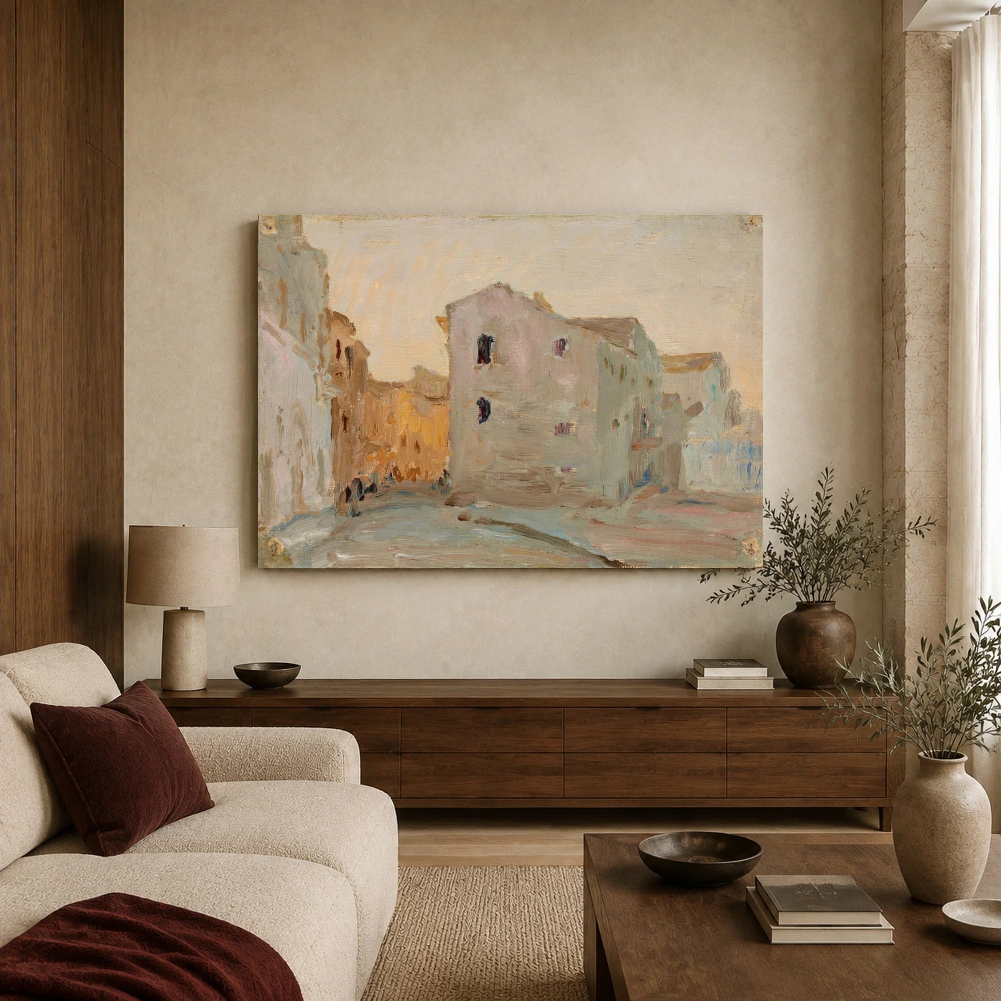 Townscape Study in Light and Ochre Canvas Print, view 3
