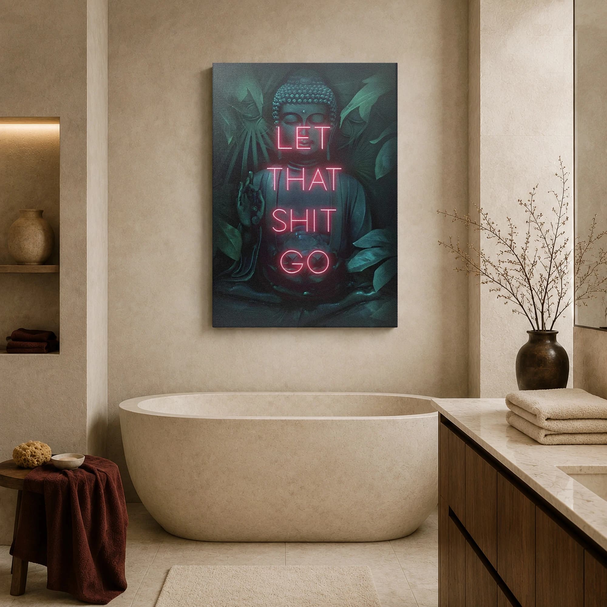 Let That Shit Go Buddha Neon Canvas Wall Art, view 7
