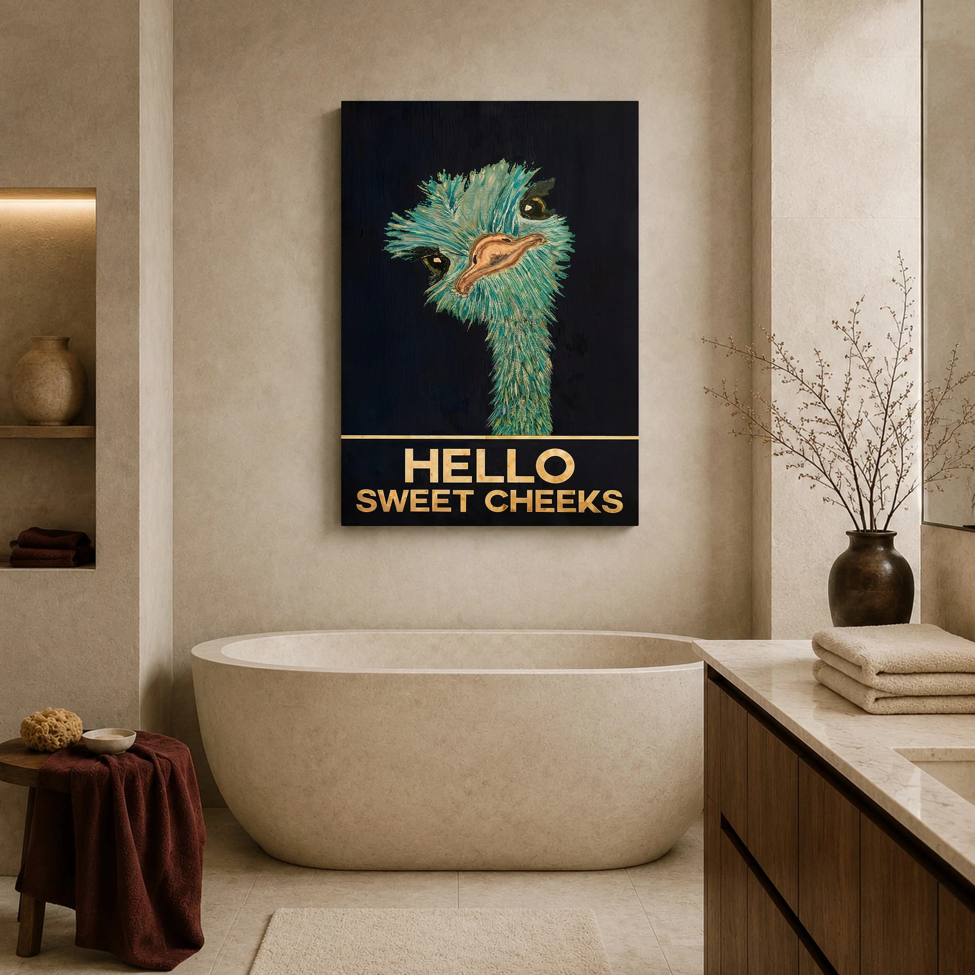 Hello Sweet Cheeks Emu Wall Art - Quirky Animal Portrait, view 6